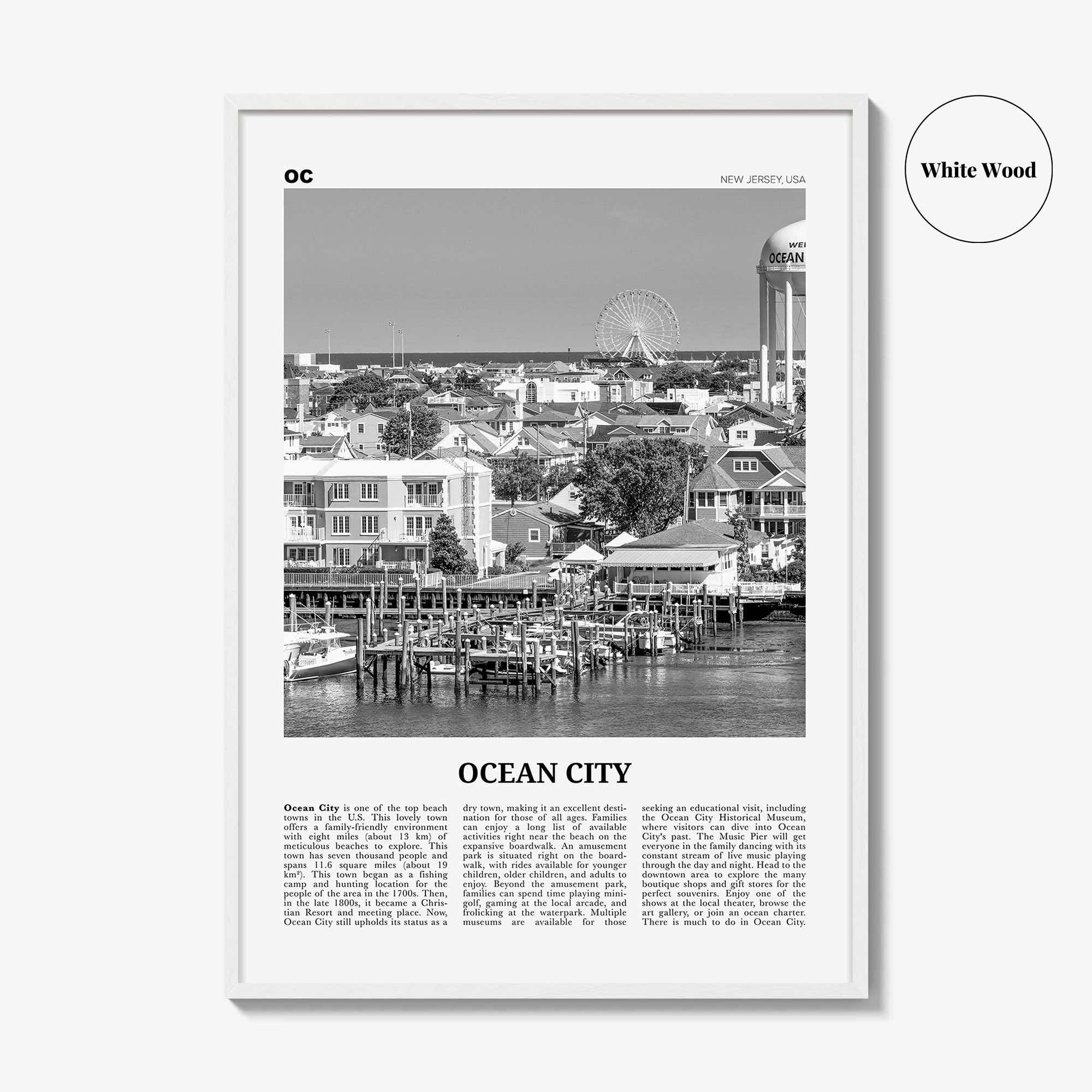Ocean City Print Black and White New Jersey No 1, Ocean City Wall Art, Ocean City Poster, Ocean City Photo, Ocean City Wall Décor, USA