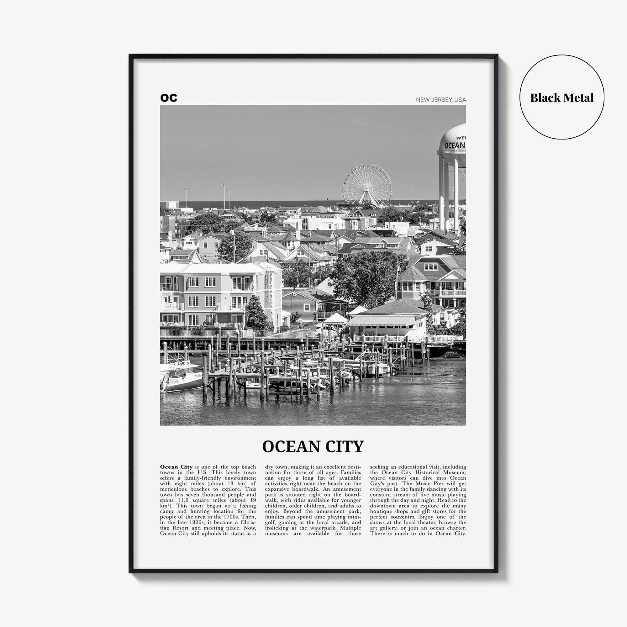 Ocean City Print Black and White New Jersey No 1, Ocean City Wall Art, Ocean City Poster, Ocean City Photo, Ocean City Wall Décor, USA