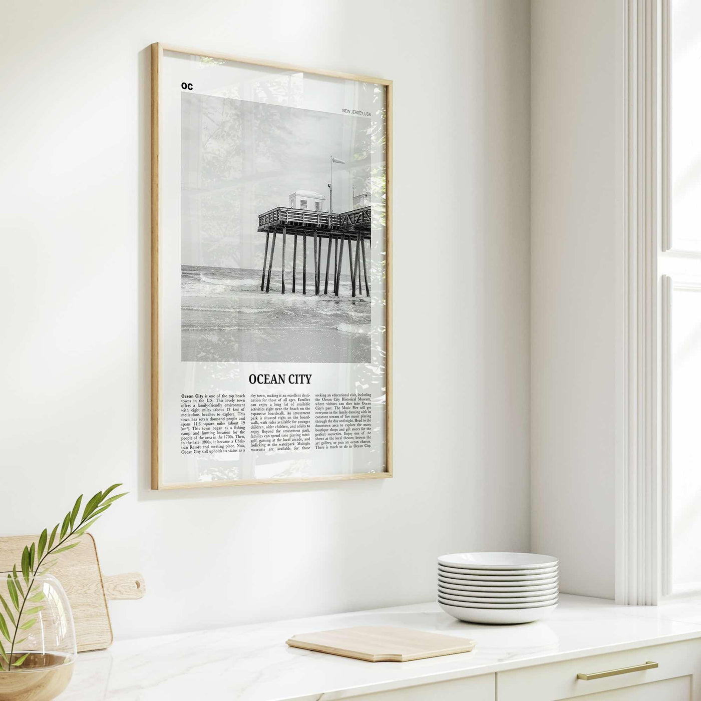 Ocean City Print Black and White New Jersey No 2, Ocean City Wall Art, Ocean City Poster, Ocean City Photo, Ocean City Wall Décor, USA