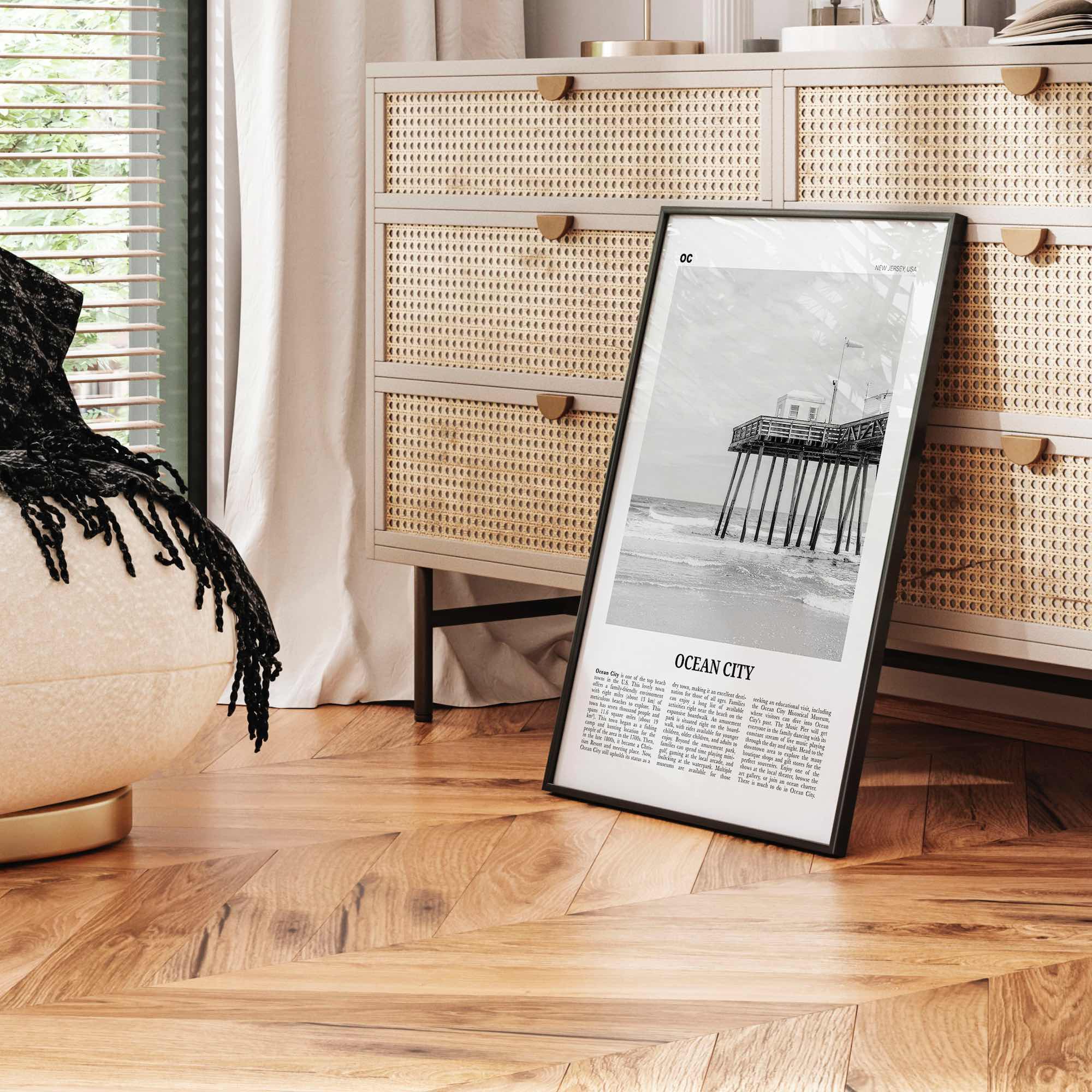 Ocean City Print Black and White New Jersey No 2, Ocean City Wall Art, Ocean City Poster, Ocean City Photo, Ocean City Wall Décor, USA