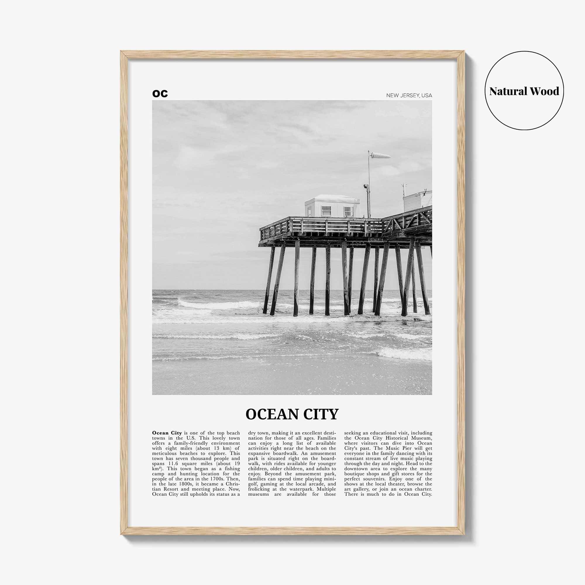 Ocean City Print Black and White New Jersey No 2, Ocean City Wall Art, Ocean City Poster, Ocean City Photo, Ocean City Wall Décor, USA
