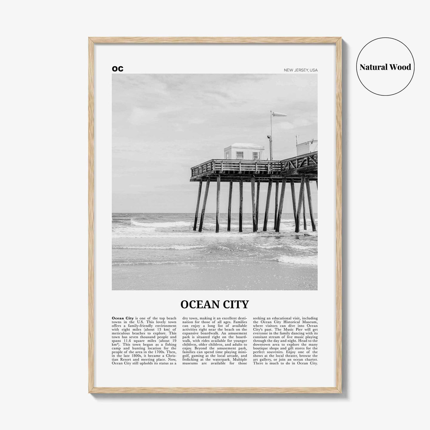 Ocean City Print Black and White New Jersey No 2, Ocean City Wall Art, Ocean City Poster, Ocean City Photo, Ocean City Wall Décor, USA