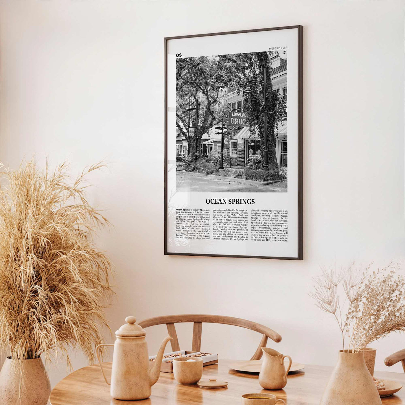 Ocean Springs Print Black and White, Ocean Springs Wall Art, Ocean Springs Poster, Ocean Springs Photo, Springs Wall Décor, Mississippi, USA