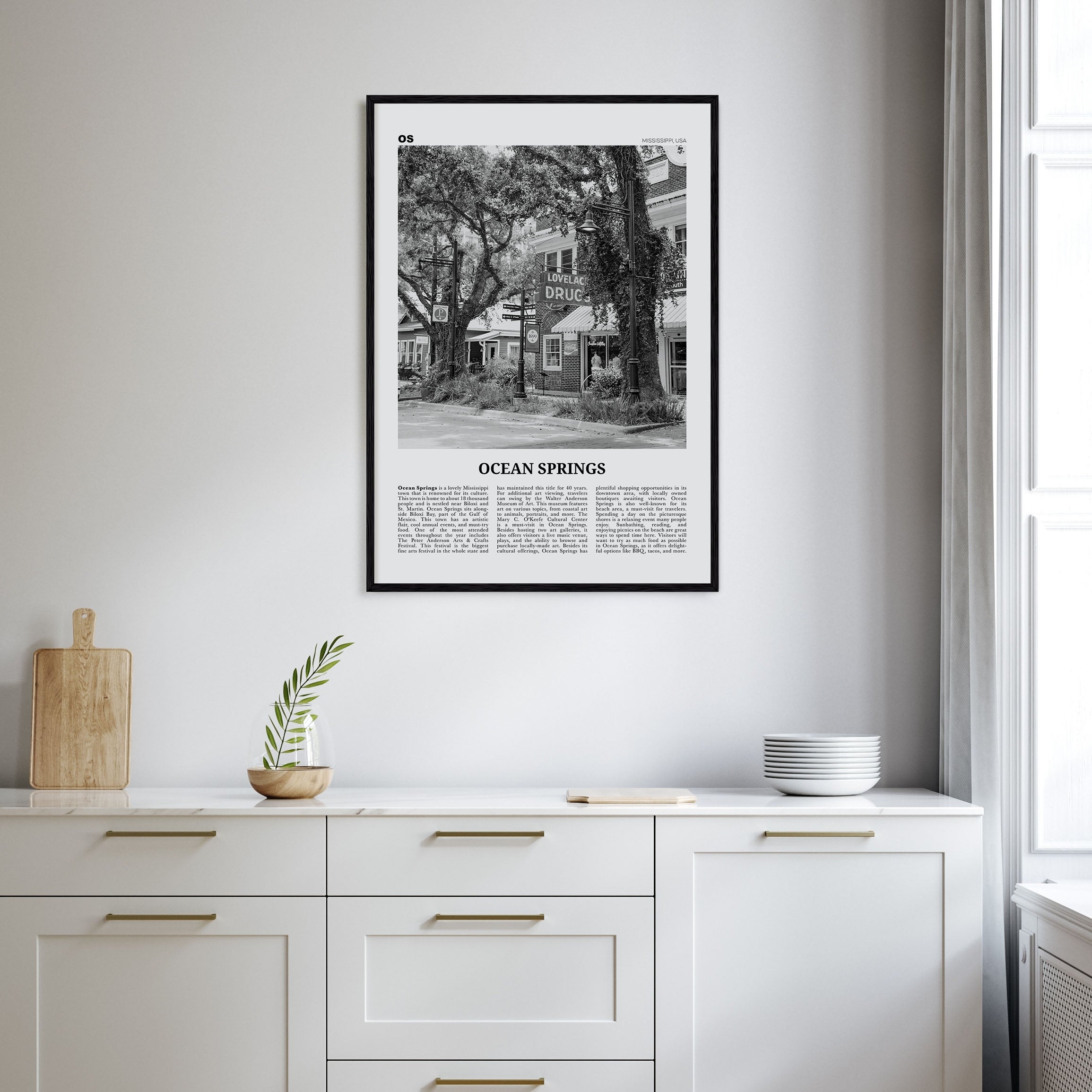 Ocean Springs Travel B&W Poster