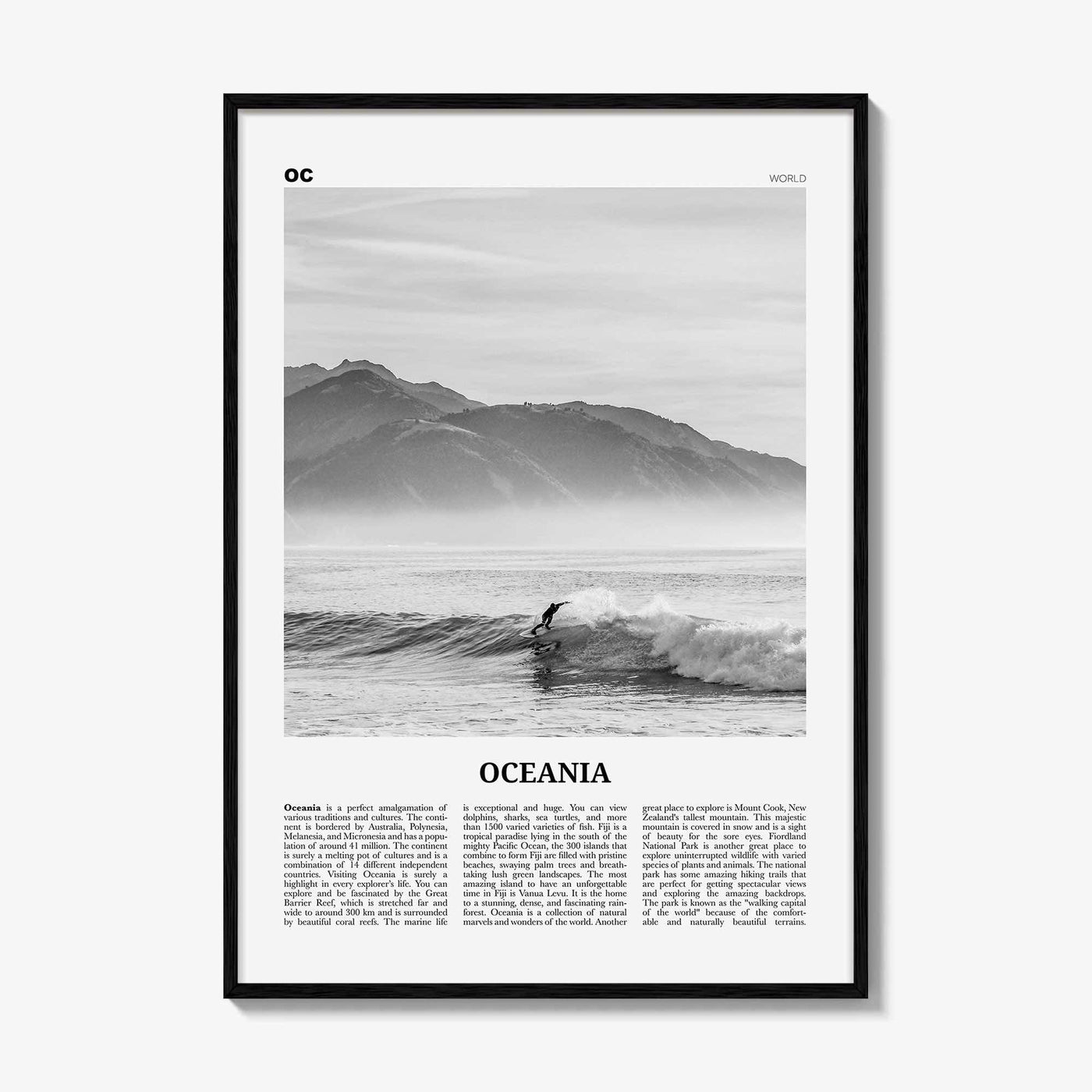 Oceania Print Black and White, Oceania Wall Art, Oceania Poster, Oceania Photo, Oceania Wall Decor, Continent Print, Australia, New Zealand