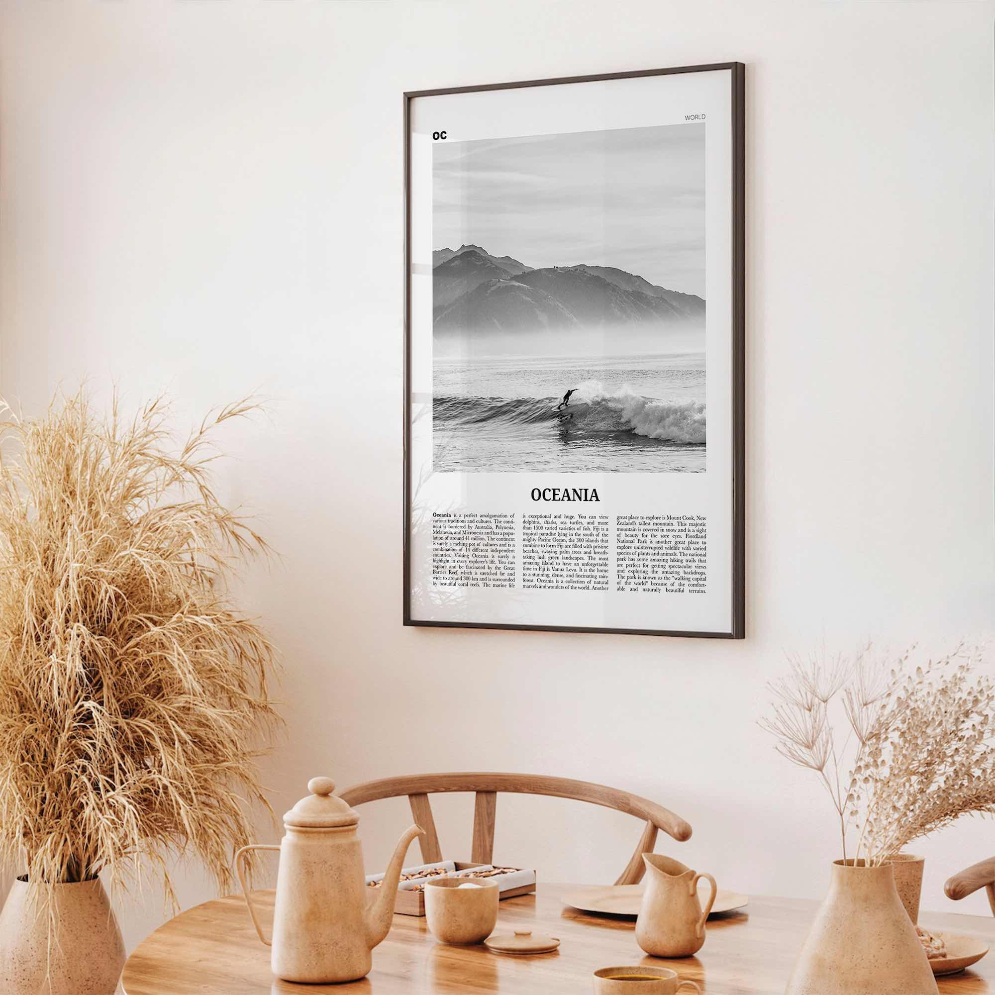 Oceania Print Black and White, Oceania Wall Art, Oceania Poster, Oceania Photo, Oceania Wall Decor, Continent Print, Australia, New Zealand