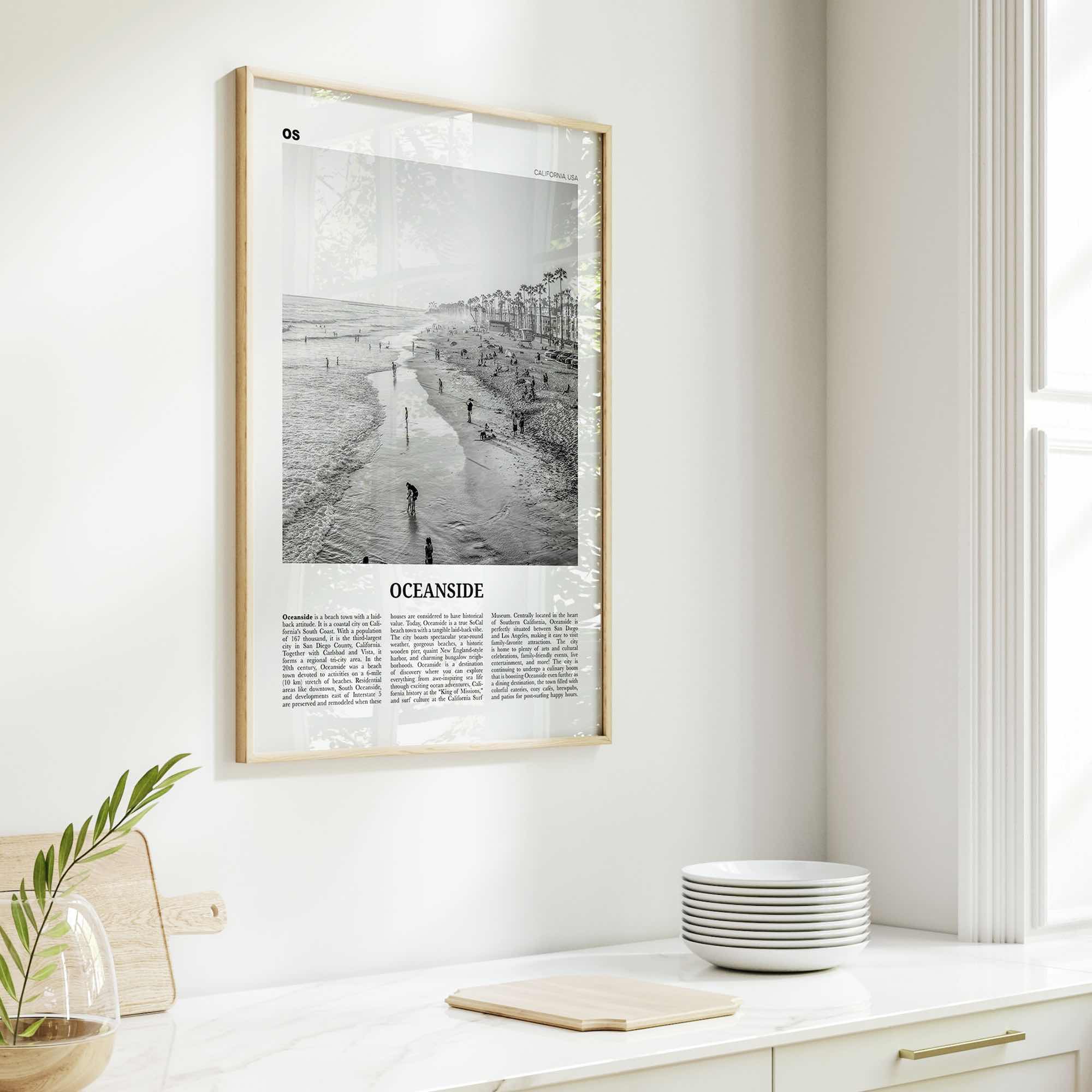 Oceanside Print Black and White No 2, Oceanside Wall Art, Oceanside Poster, Oceanside Photo, California, USA, United States