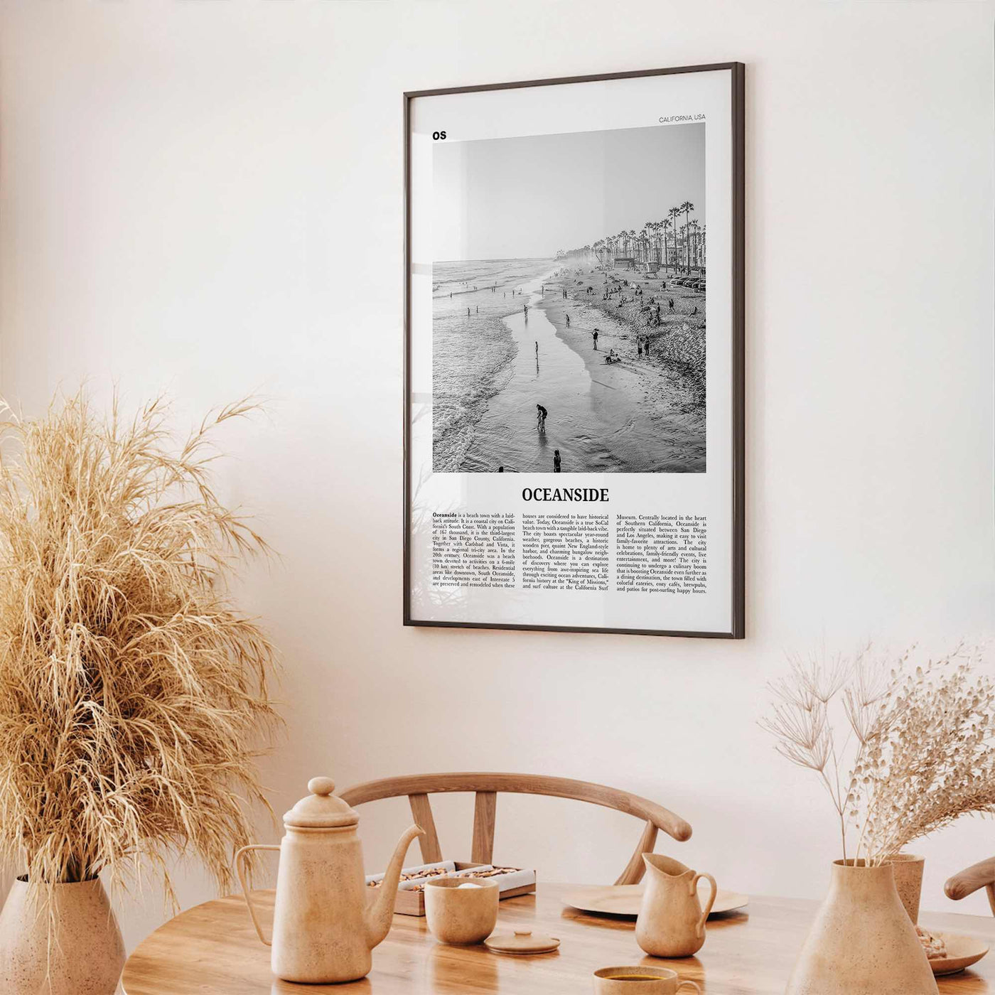 Oceanside Print Black and White No 2, Oceanside Wall Art, Oceanside Poster, Oceanside Photo, California, USA, United States