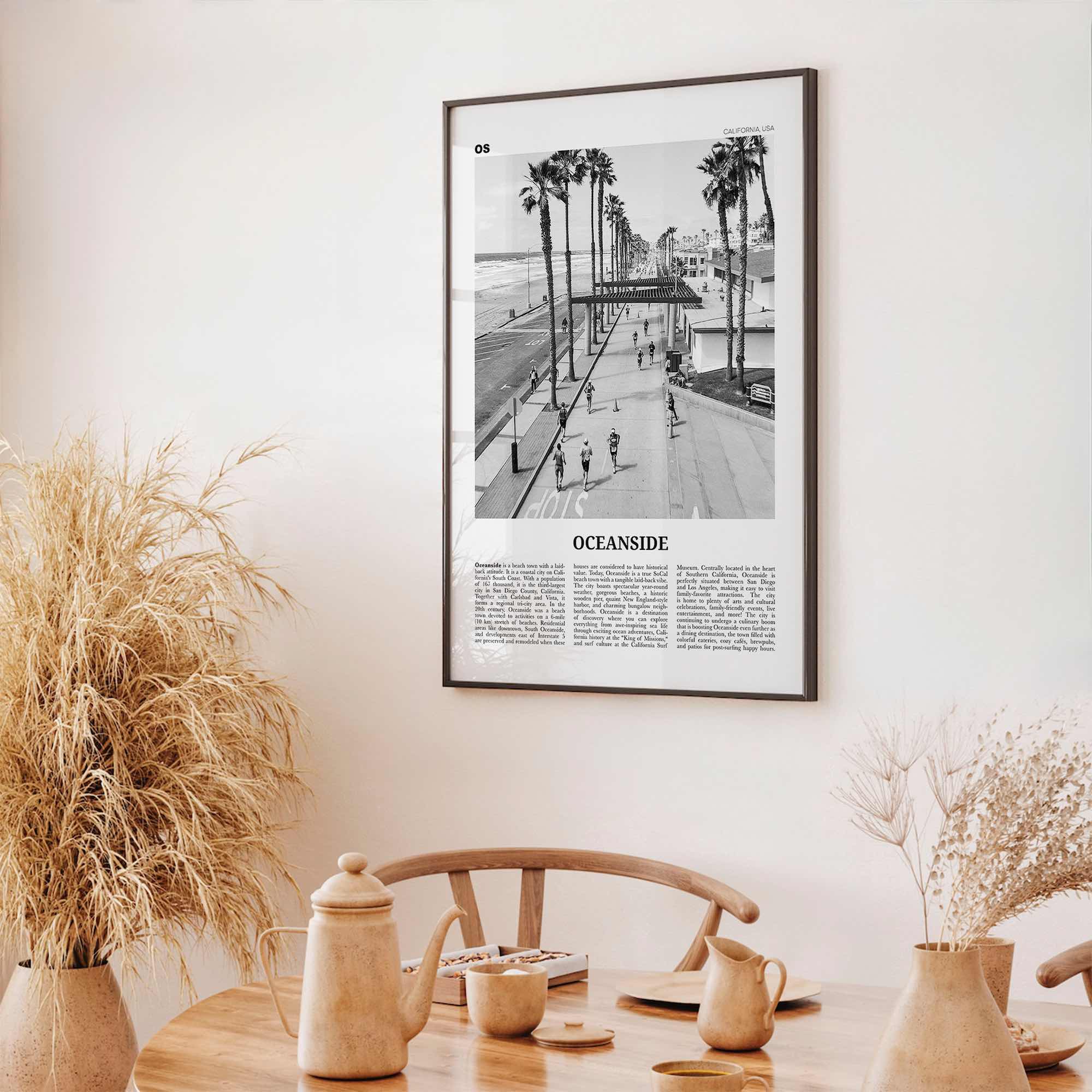 Oceanside Print Black and White No 3, Oceanside Wall Art, Oceanside Poster, Oceanside Photo, California, USA, United States