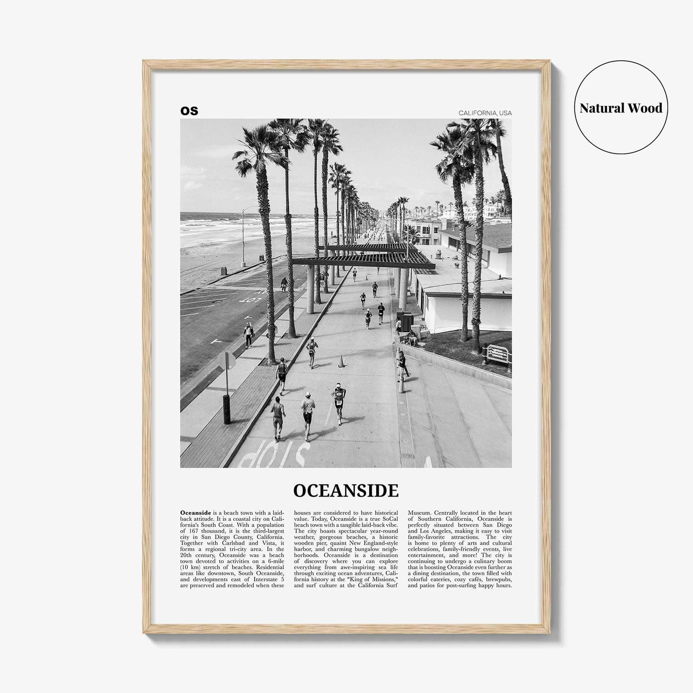 Oceanside Print Black and White No 3, Oceanside Wall Art, Oceanside Poster, Oceanside Photo, California, USA, United States