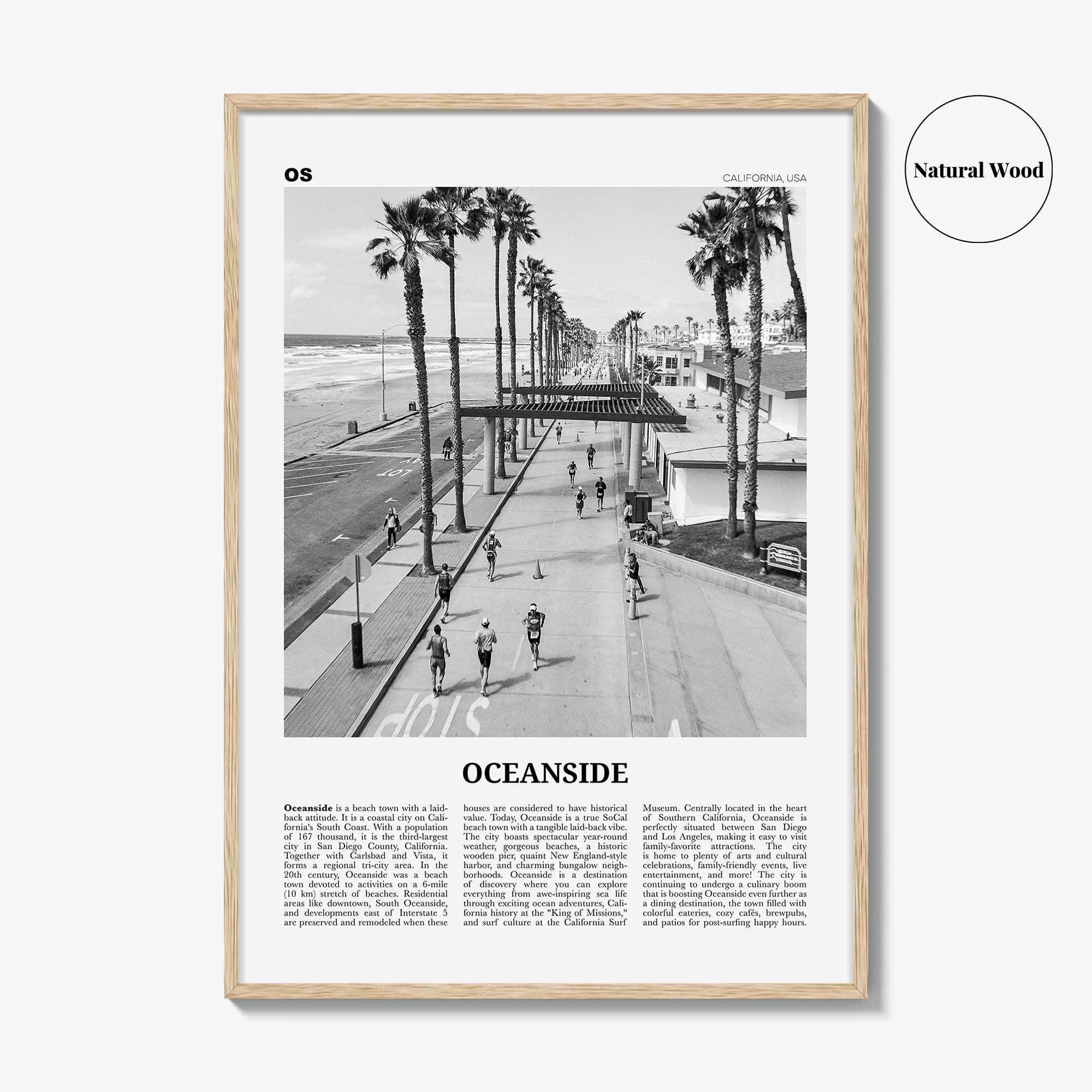 Oceanside Print Black and White No 3, Oceanside Wall Art, Oceanside Poster, Oceanside Photo, California, USA, United States