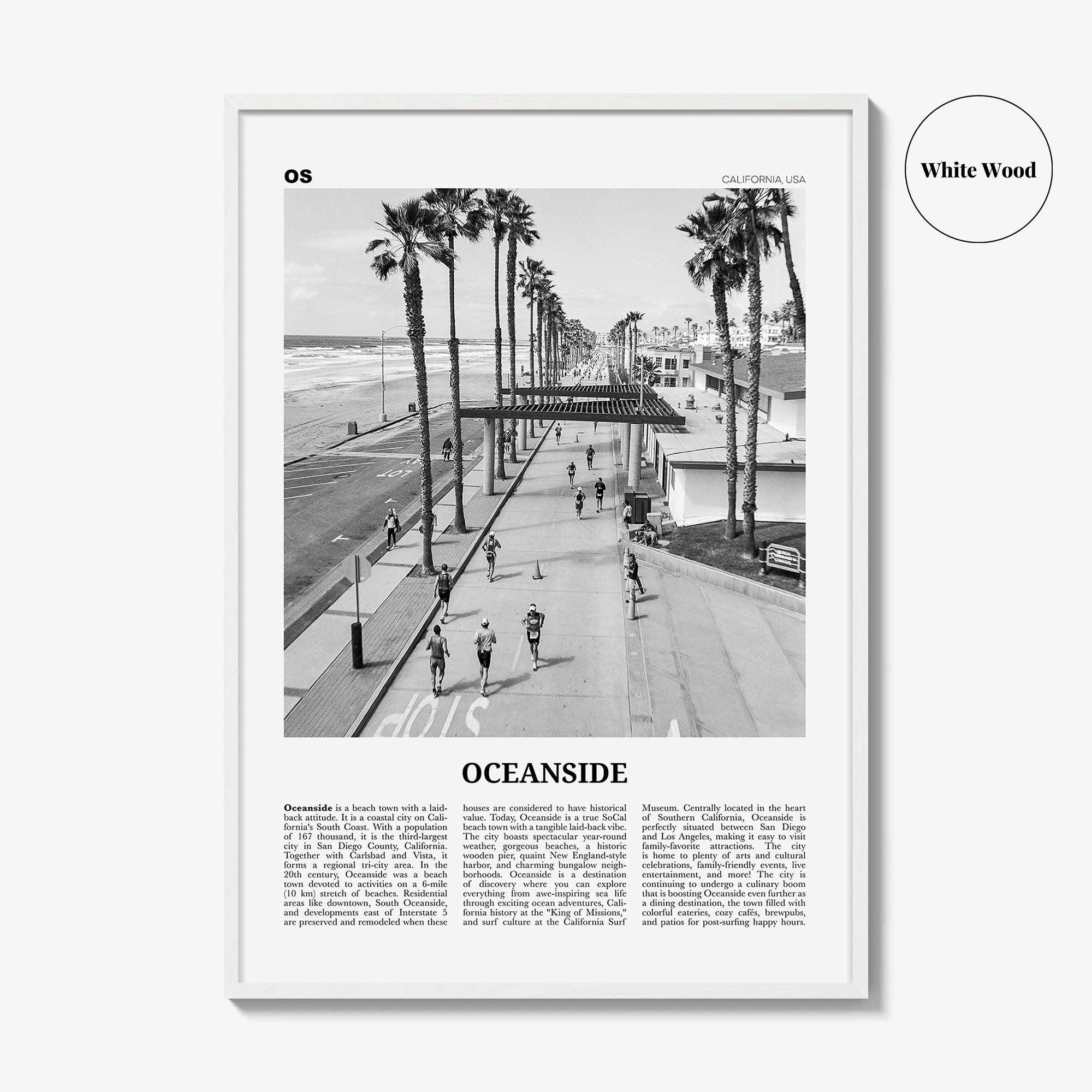 Oceanside Print Black and White No 3, Oceanside Wall Art, Oceanside Poster, Oceanside Photo, California, USA, United States