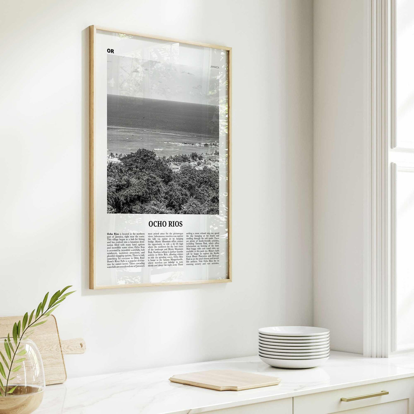 Ocho Rios Print Black and White, Ocho Rios Wall Art, Ocho Rios Poster, Ocho Rios Photo, Ocho Rios Wall Décor, Ocho Rios Map, Jamaica