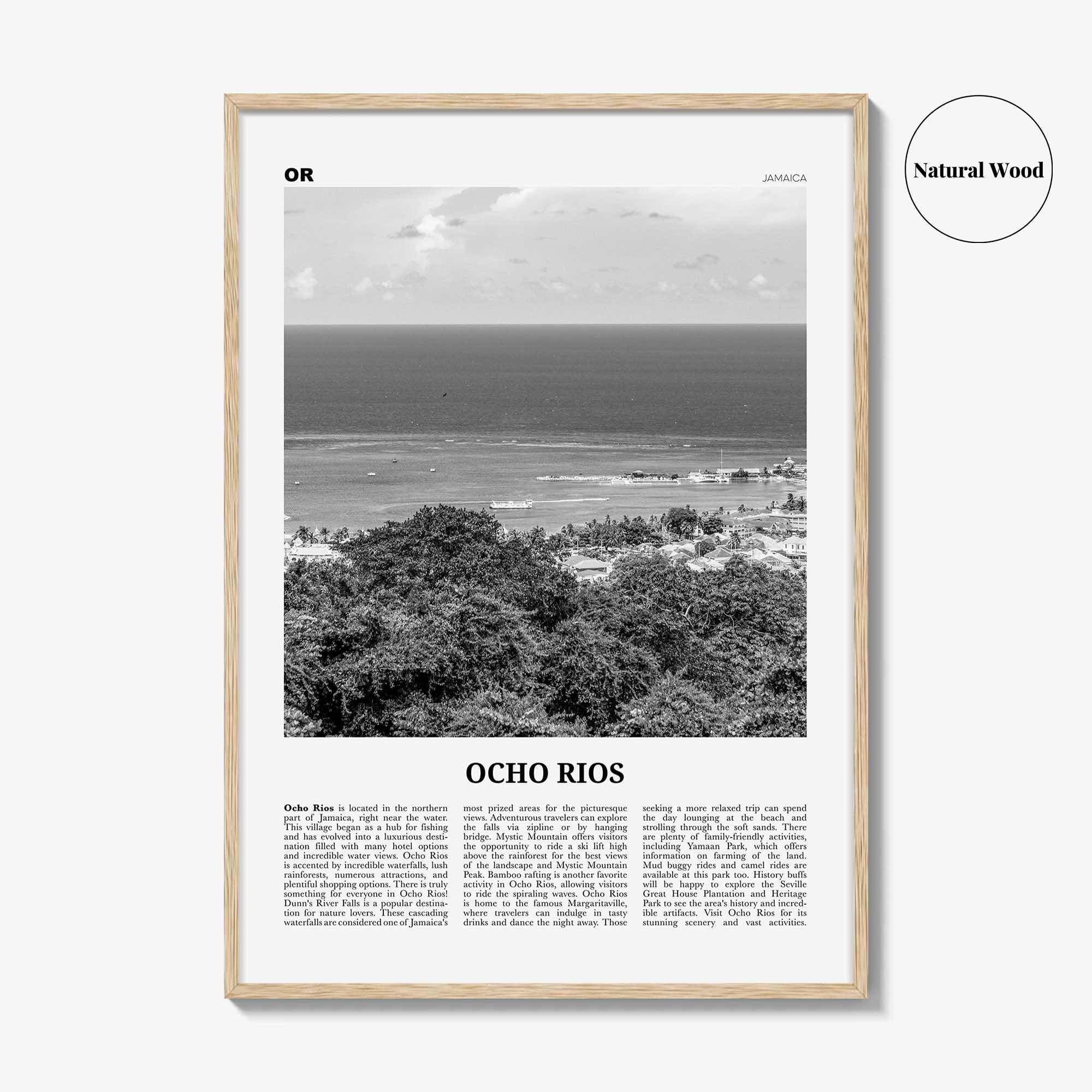 Ocho Rios Print Black and White, Ocho Rios Wall Art, Ocho Rios Poster, Ocho Rios Photo, Ocho Rios Wall Décor, Ocho Rios Map, Jamaica