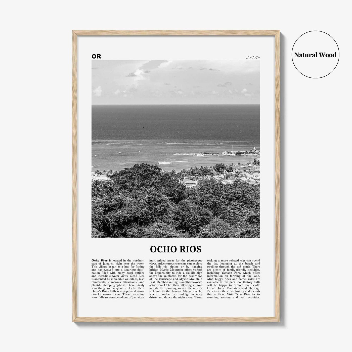 Ocho Rios Print Black and White, Ocho Rios Wall Art, Ocho Rios Poster, Ocho Rios Photo, Ocho Rios Wall Décor, Ocho Rios Map, Jamaica