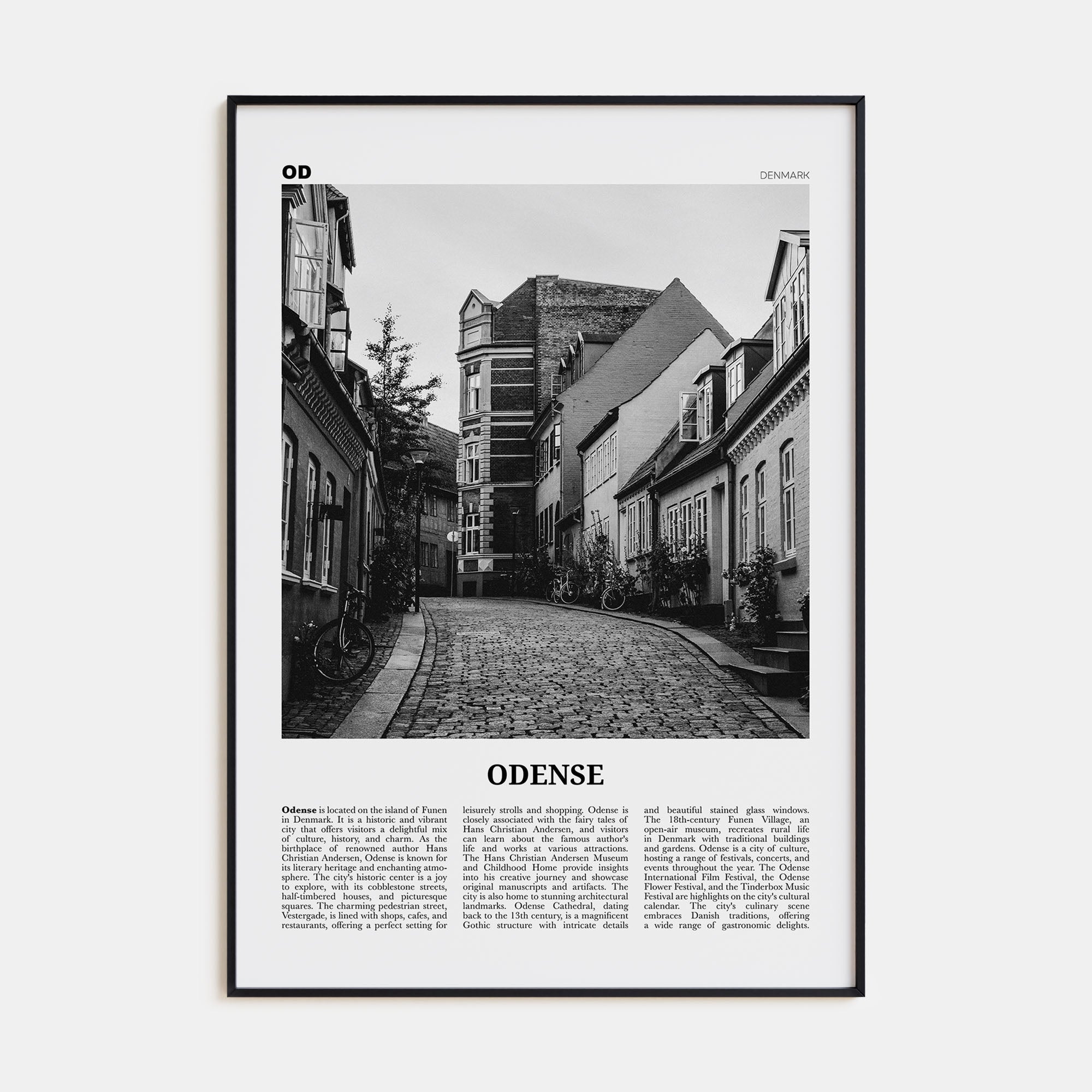 Odense Travel B&W Poster