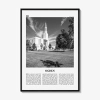 Ogden Print Black and White, Ogden Wall Art, Ogden Poster, Ogden Photo, Ogden Wall Décor, Ogden Map, Utah, USA