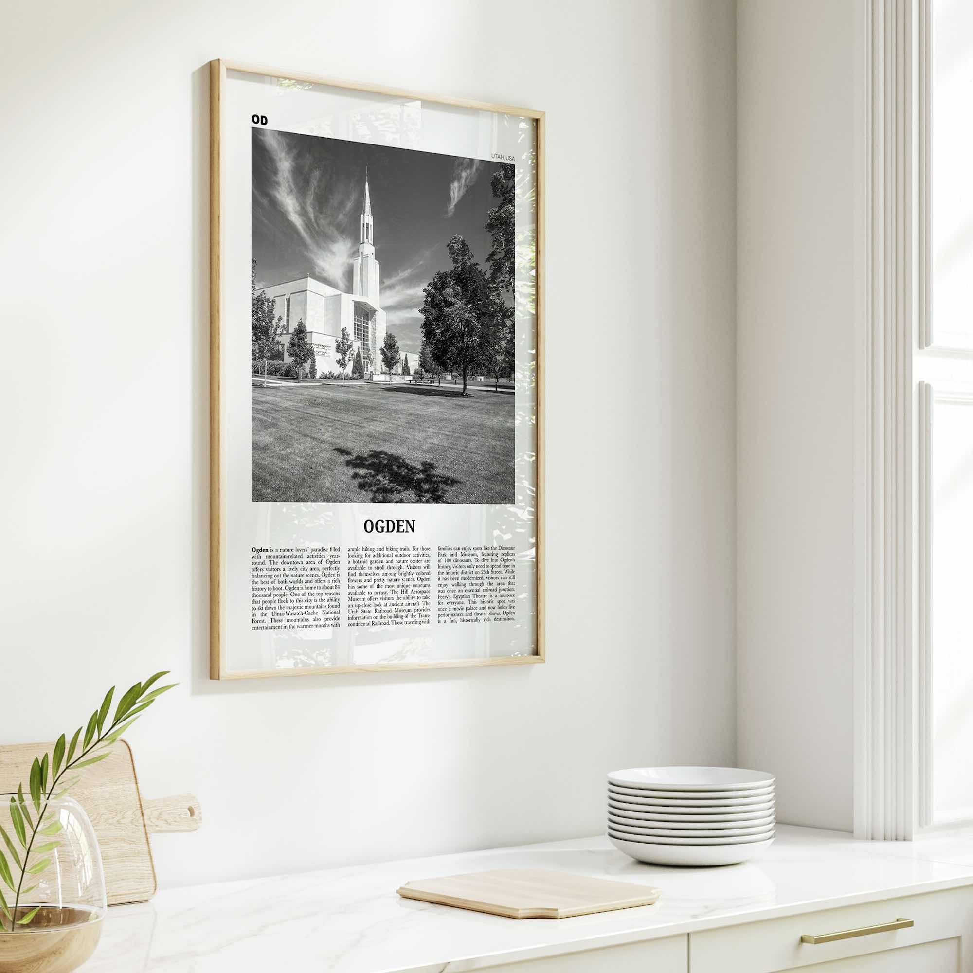 Ogden Print Black and White, Ogden Wall Art, Ogden Poster, Ogden Photo, Ogden Wall Décor, Ogden Map, Utah, USA