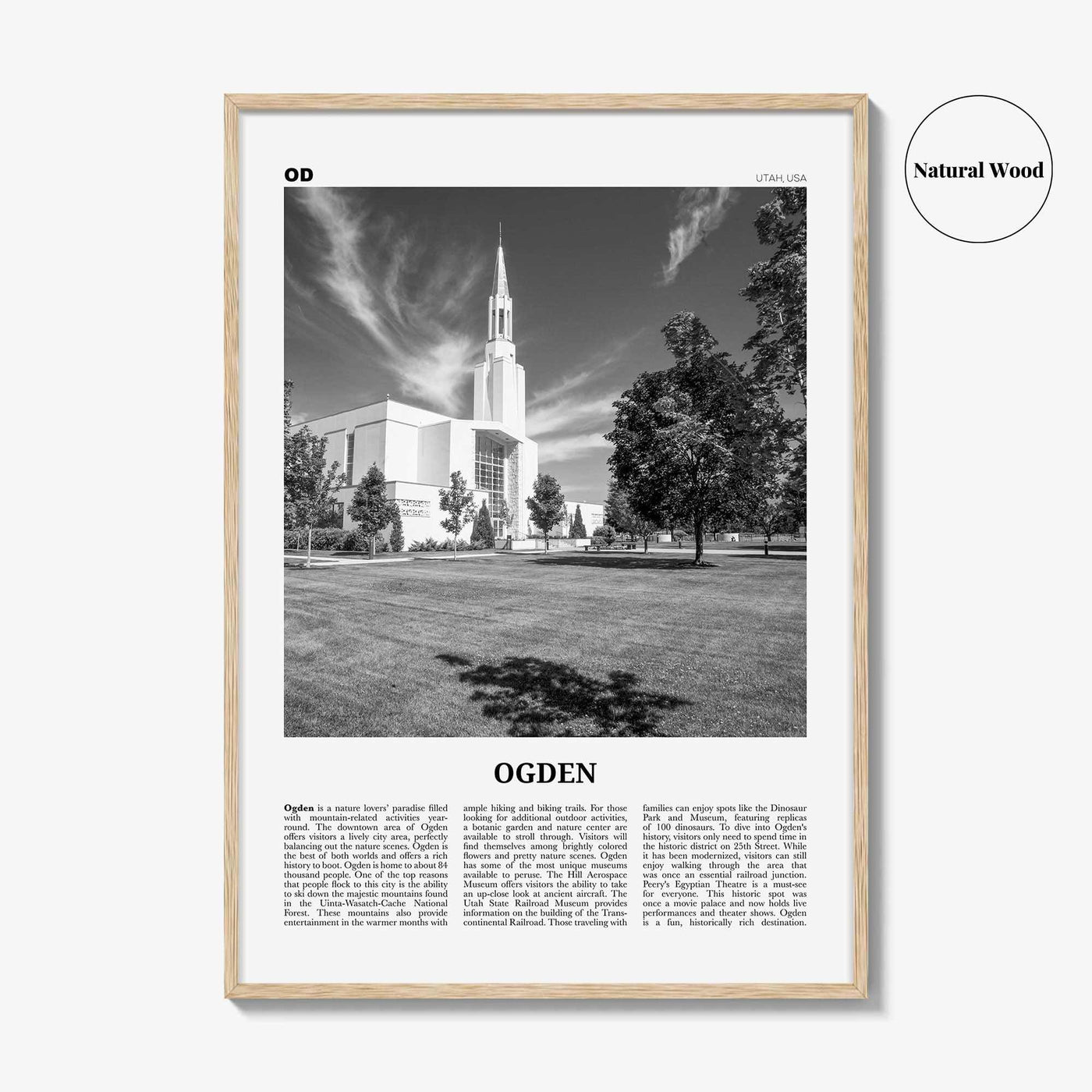 Ogden Print Black and White, Ogden Wall Art, Ogden Poster, Ogden Photo, Ogden Wall Décor, Ogden Map, Utah, USA