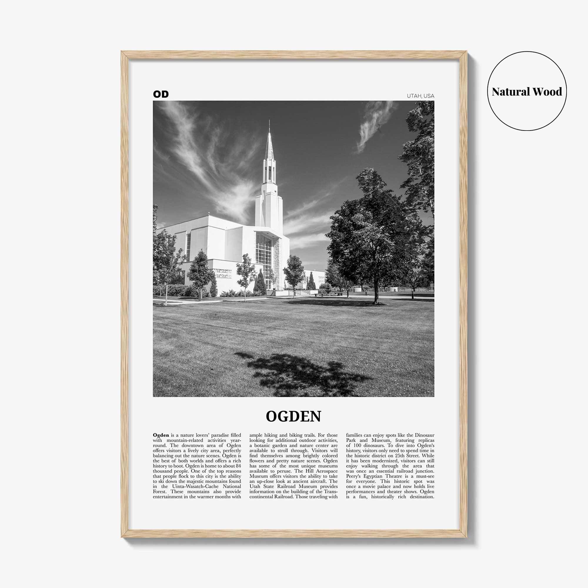 Ogden Print Black and White, Ogden Wall Art, Ogden Poster, Ogden Photo, Ogden Wall Décor, Ogden Map, Utah, USA