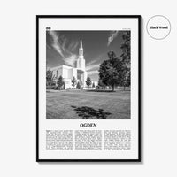 Ogden Print Black and White, Ogden Wall Art, Ogden Poster, Ogden Photo, Ogden Wall Décor, Ogden Map, Utah, USA