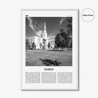 Ogden Print Black and White, Ogden Wall Art, Ogden Poster, Ogden Photo, Ogden Wall Décor, Ogden Map, Utah, USA