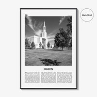 Ogden Print Black and White, Ogden Wall Art, Ogden Poster, Ogden Photo, Ogden Wall Décor, Ogden Map, Utah, USA