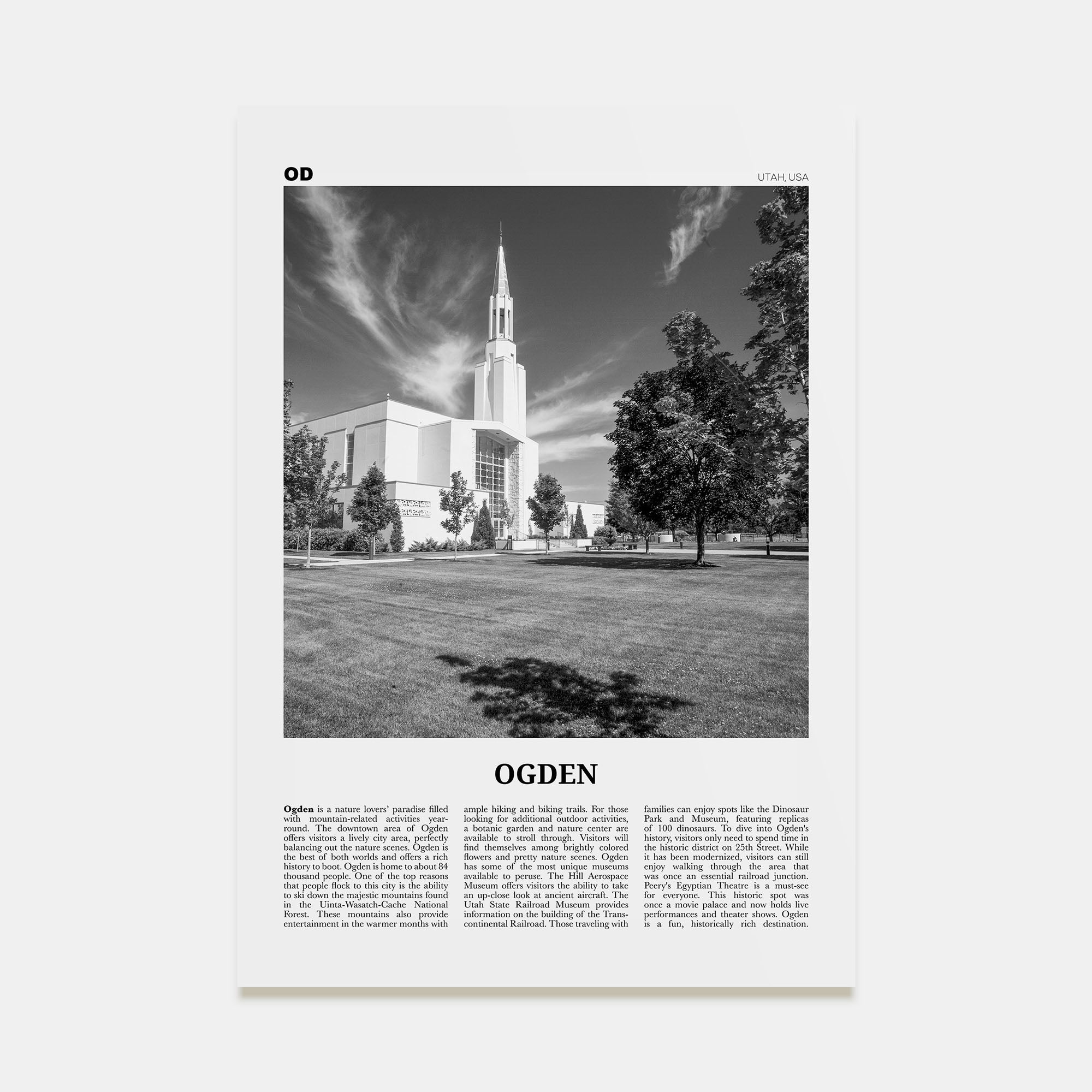 Ogden Travel B&W Poster