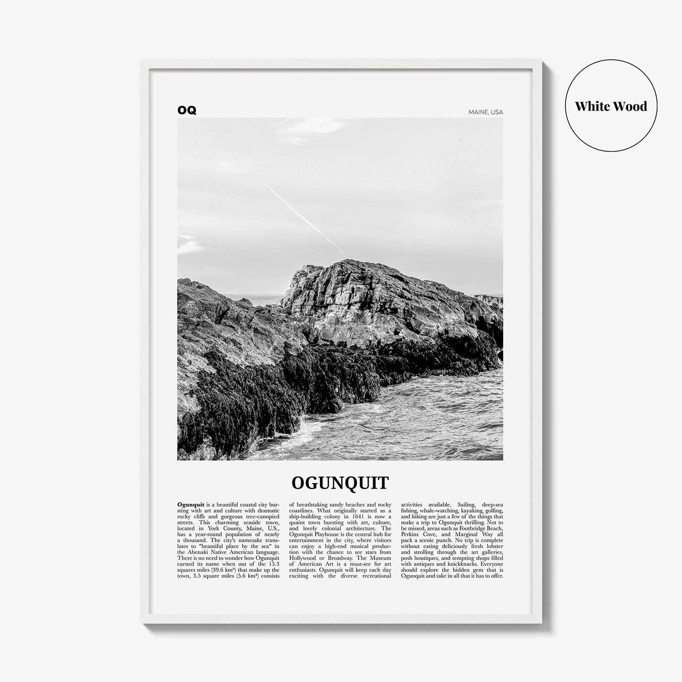 Ogunquit Print Black and White, Ogunquit Wall Art, Ogunquit Poster, Ogunquit Photo, Ogunquit Wall Décor, Maine, USA, United States