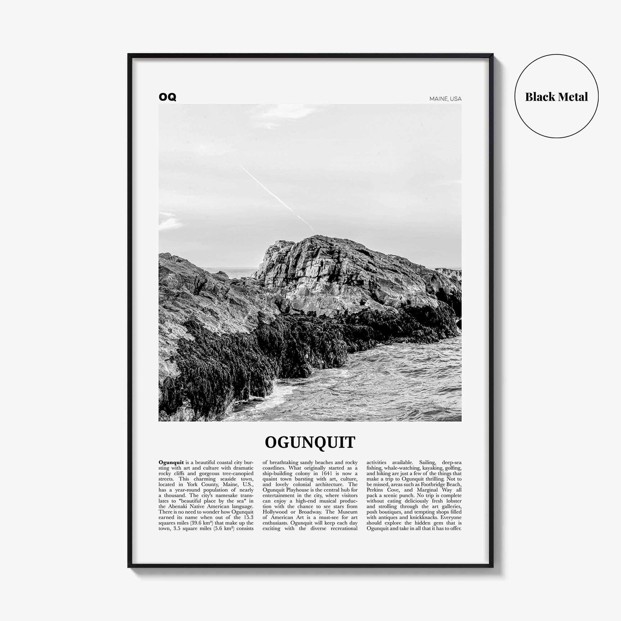 Ogunquit Print Black and White, Ogunquit Wall Art, Ogunquit Poster, Ogunquit Photo, Ogunquit Wall Décor, Maine, USA, United States