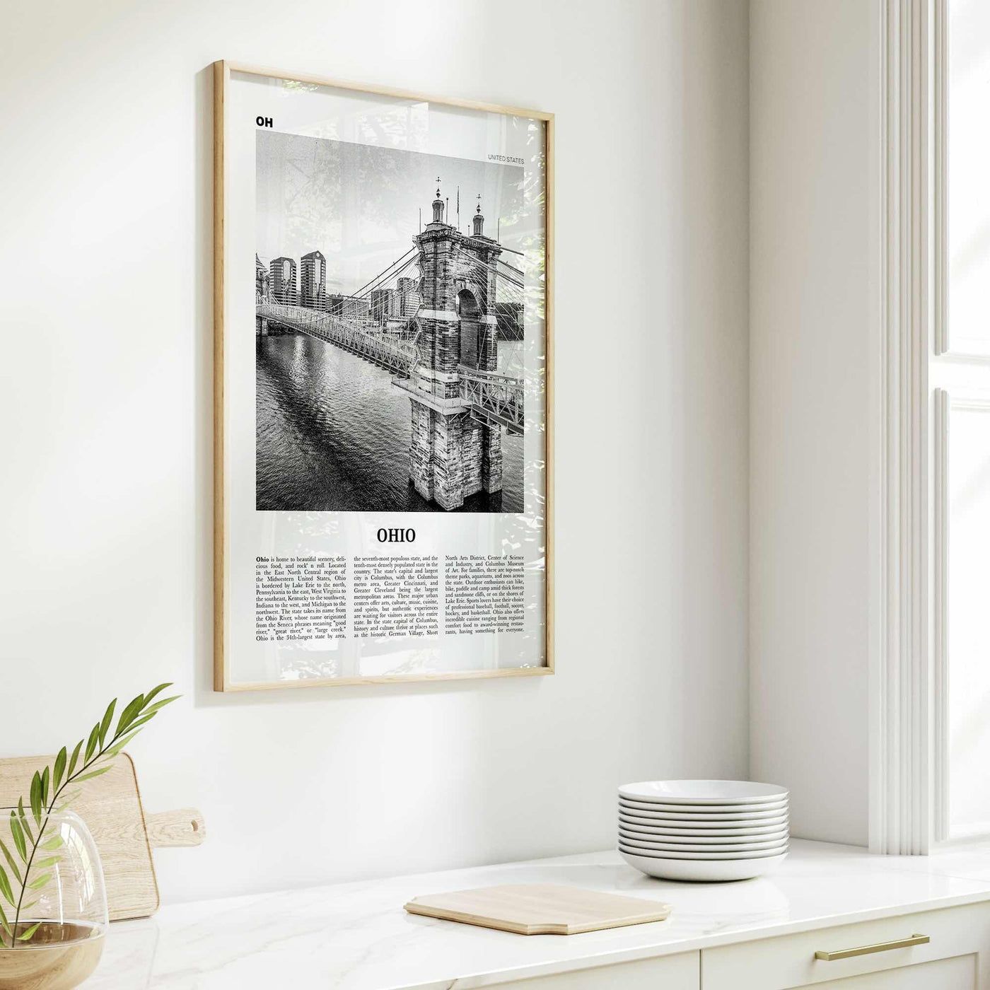 Ohio Print Black and White No 1, Ohio Wall Art, Ohio Poster, Ohio Photo, Ohio Wall Decor, USA, United States, North America