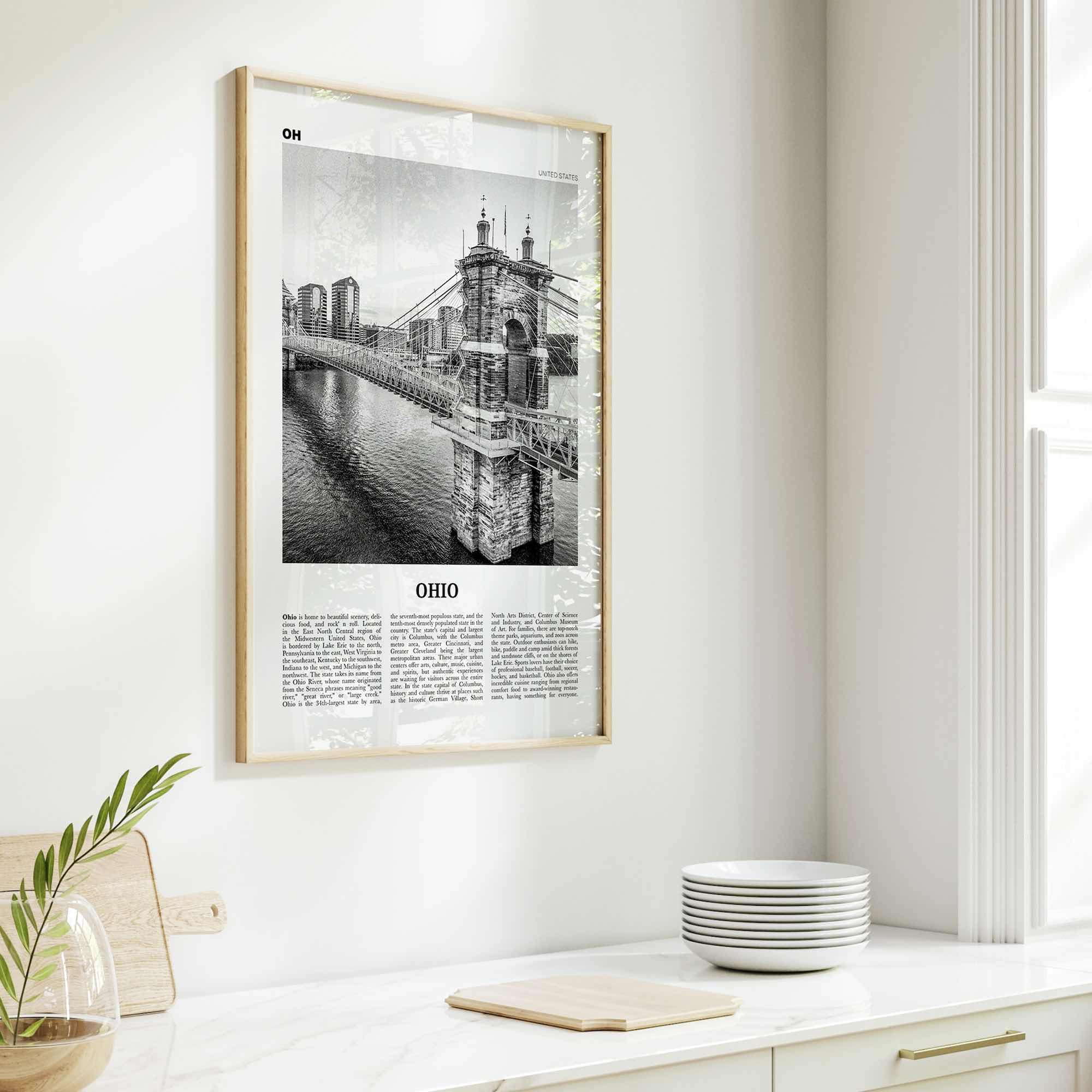 Ohio Print Black and White No 1, Ohio Wall Art, Ohio Poster, Ohio Photo, Ohio Wall Decor, USA, United States, North America