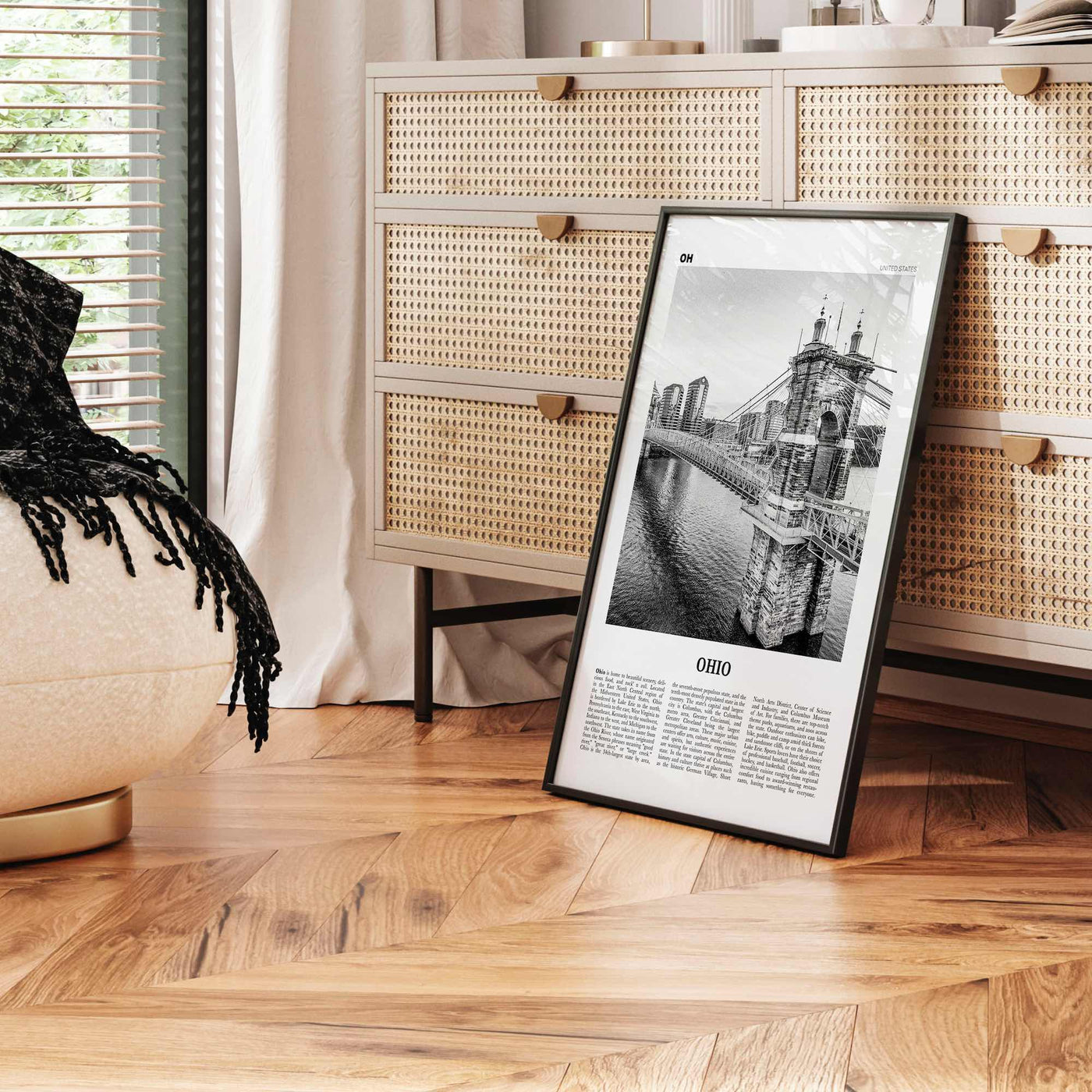 Ohio Print Black and White No 1, Ohio Wall Art, Ohio Poster, Ohio Photo, Ohio Wall Decor, USA, United States, North America