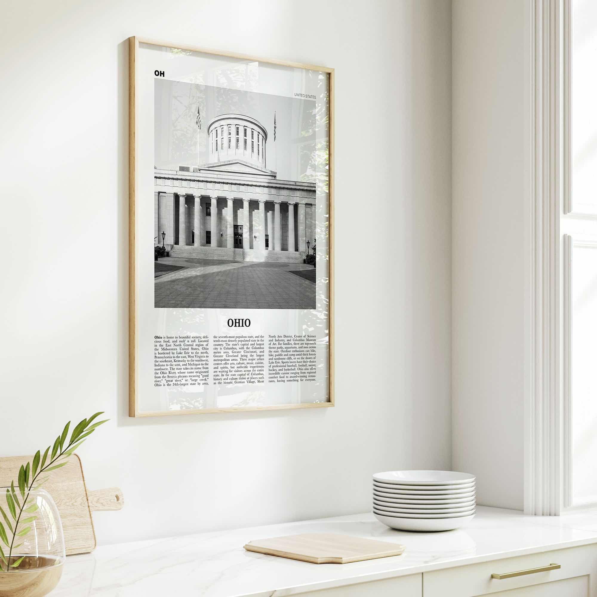 Ohio Print Black and White No 2, Ohio Wall Art, Ohio Poster, Ohio Photo, Ohio Wall Decor, USA, United States, North America