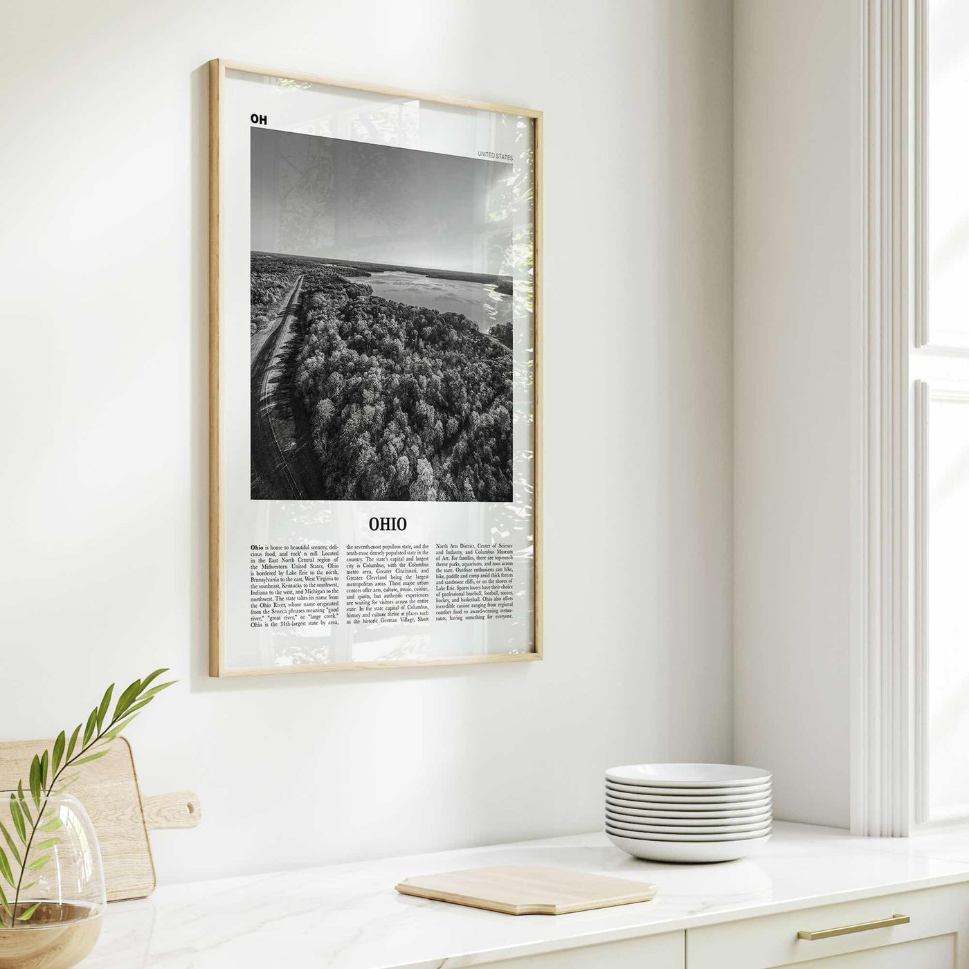 Ohio Print Black and White No 3, Ohio Wall Art, Ohio Poster, Ohio Photo, Ohio Wall Décor, Ohio Map, United States