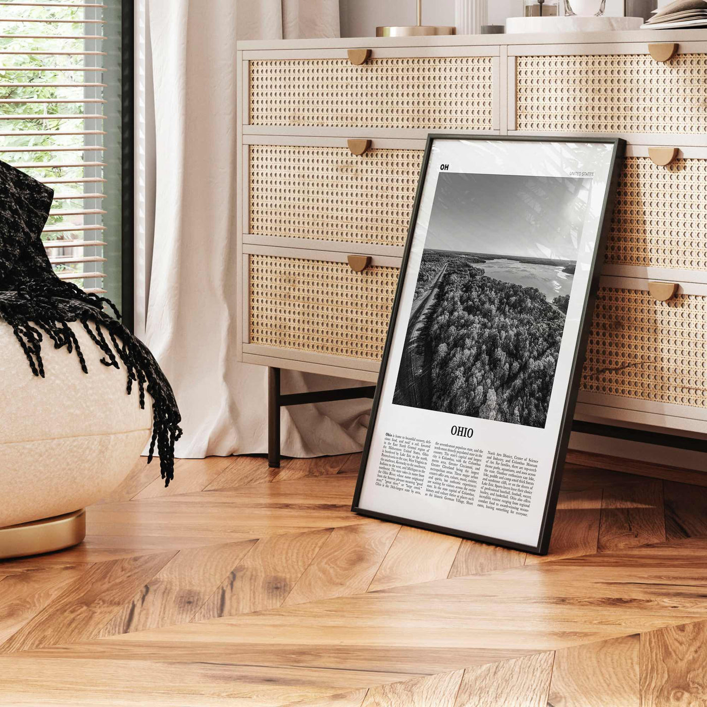 Ohio Print Black and White No 3, Ohio Wall Art, Ohio Poster, Ohio Photo, Ohio Wall Décor, Ohio Map, United States