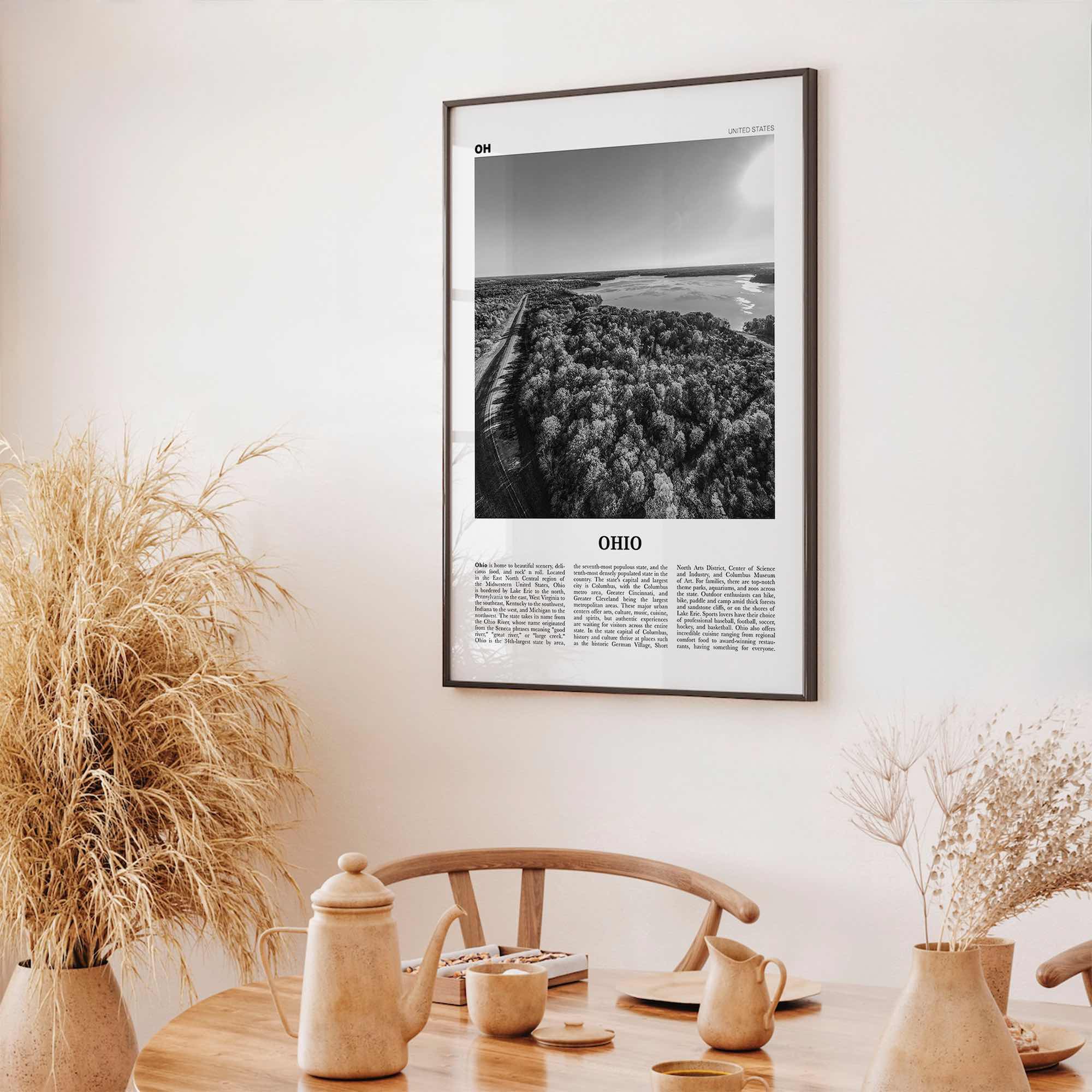 Ohio Print Black and White No 3, Ohio Wall Art, Ohio Poster, Ohio Photo, Ohio Wall Décor, Ohio Map, United States