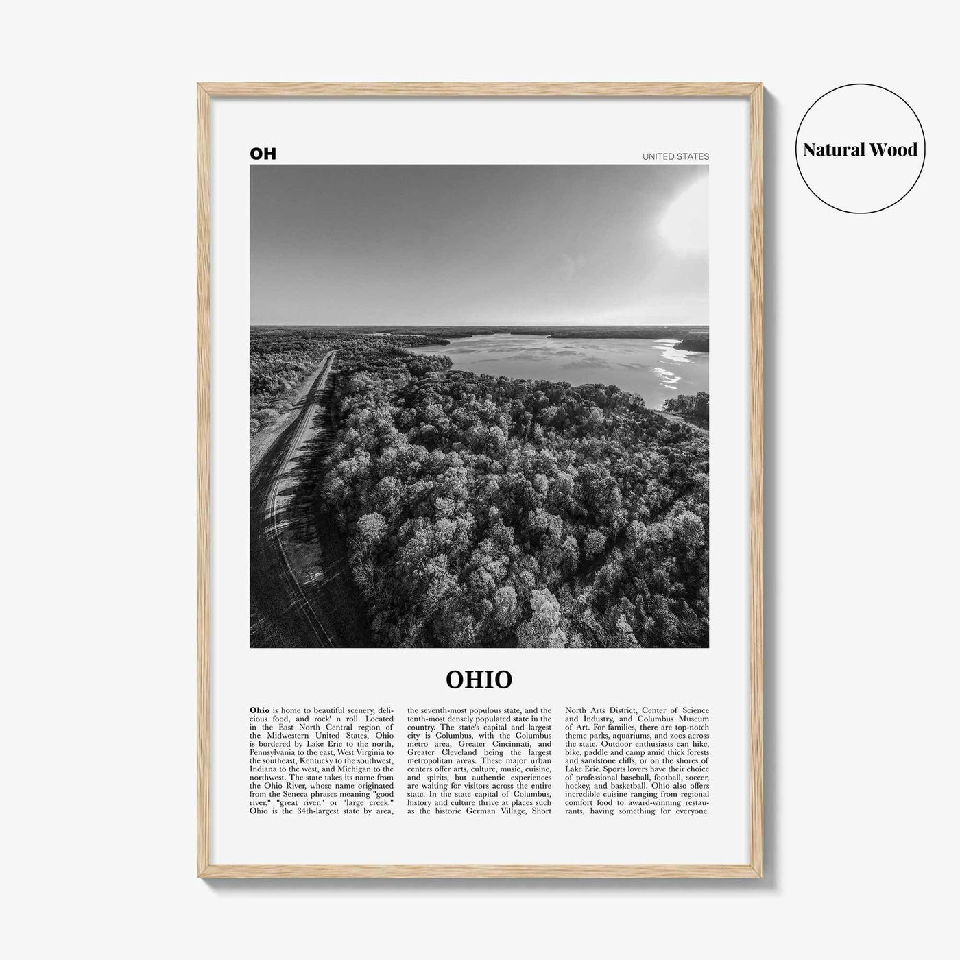 Ohio Print Black and White No 3, Ohio Wall Art, Ohio Poster, Ohio Photo, Ohio Wall Décor, Ohio Map, United States