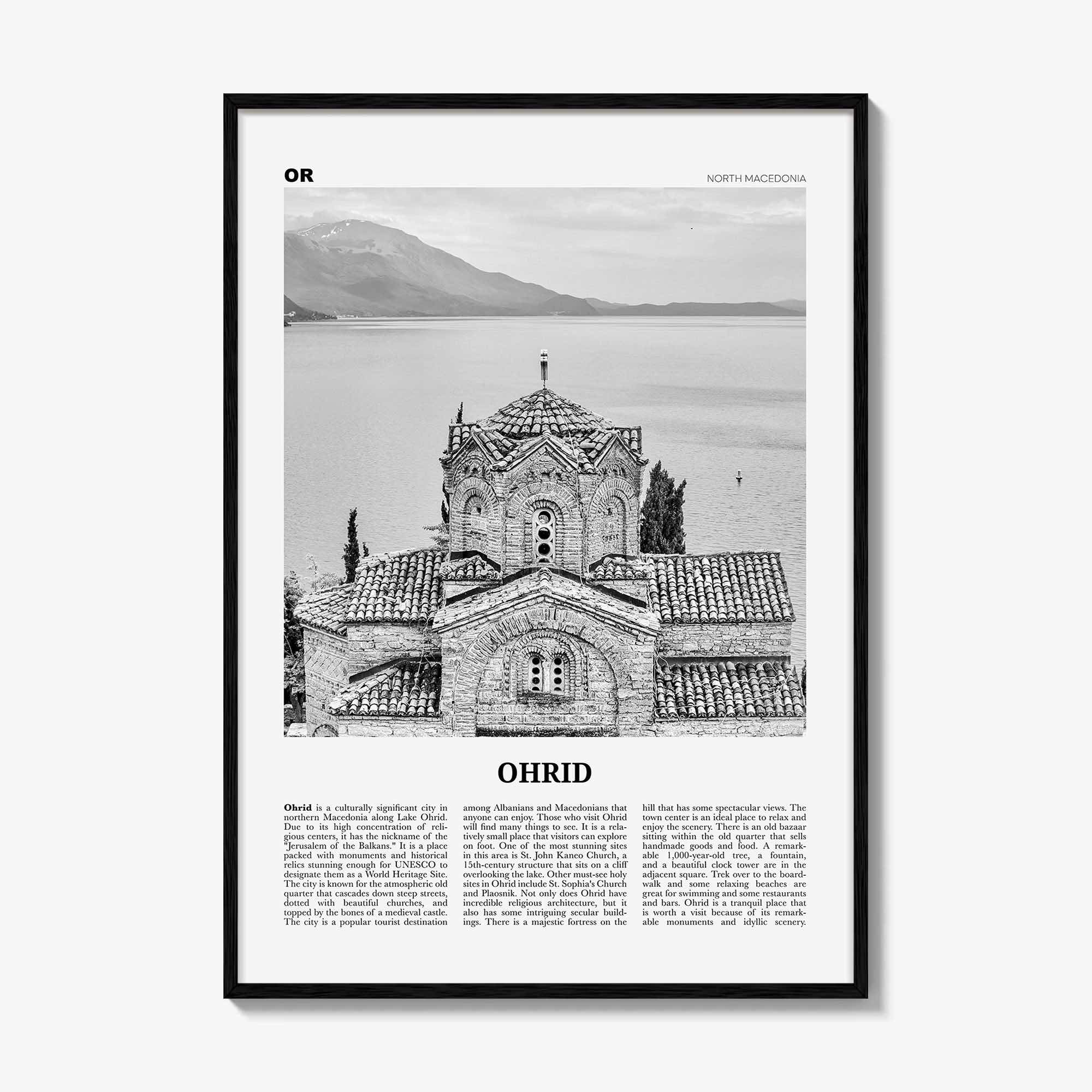 Ohrid Print Black and White, Ohrid Wall Art, Ohrid Poster, Ohrid Photo, Ohrid Wall Décor, Охрид, North Macedonia, Travel Poster Print Europe