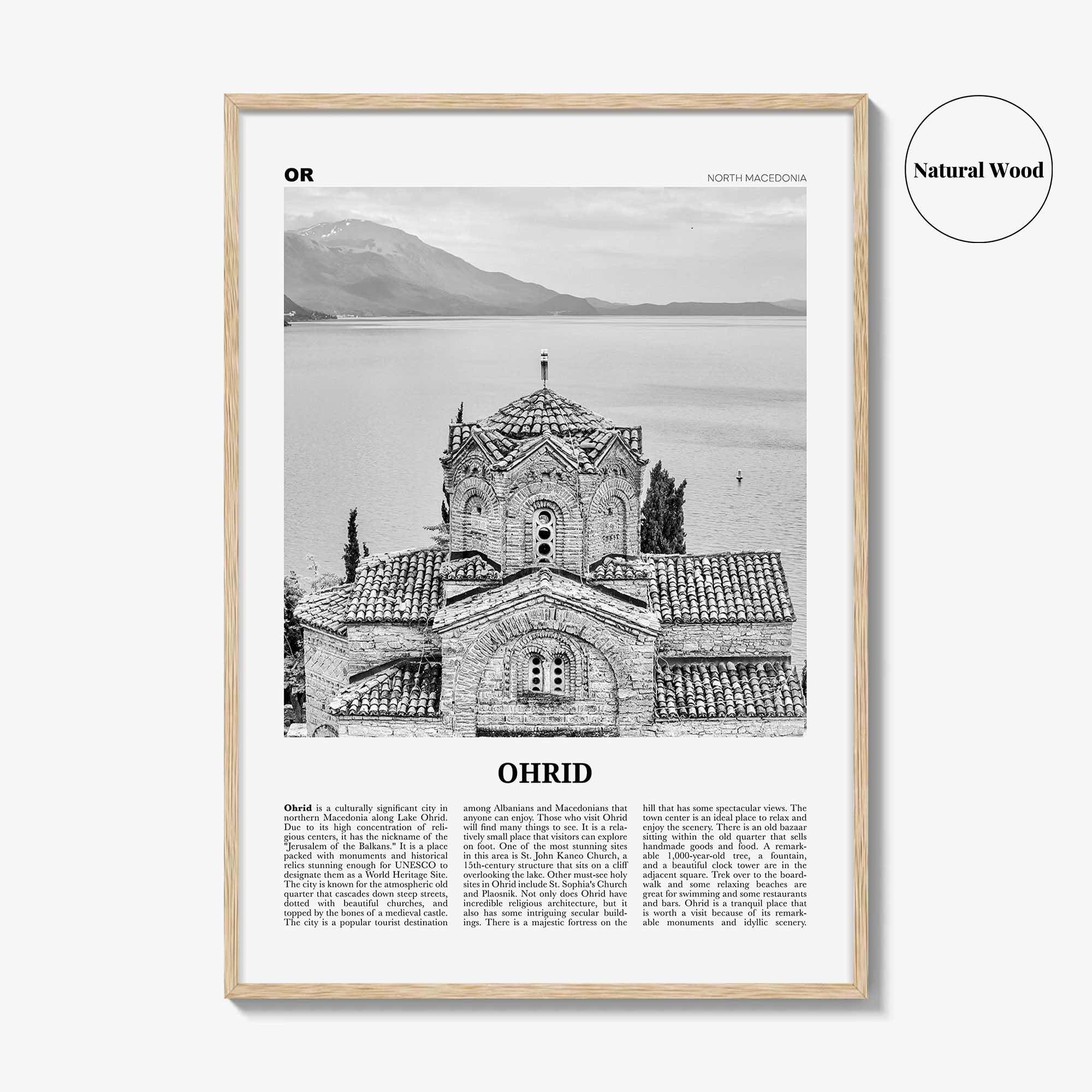 Ohrid Print Black and White, Ohrid Wall Art, Ohrid Poster, Ohrid Photo, Ohrid Wall Décor, Охрид, North Macedonia, Travel Poster Print Europe
