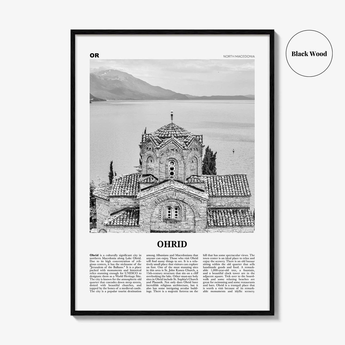 Ohrid Print Black and White, Ohrid Wall Art, Ohrid Poster, Ohrid Photo, Ohrid Wall Décor, Охрид, North Macedonia, Travel Poster Print Europe