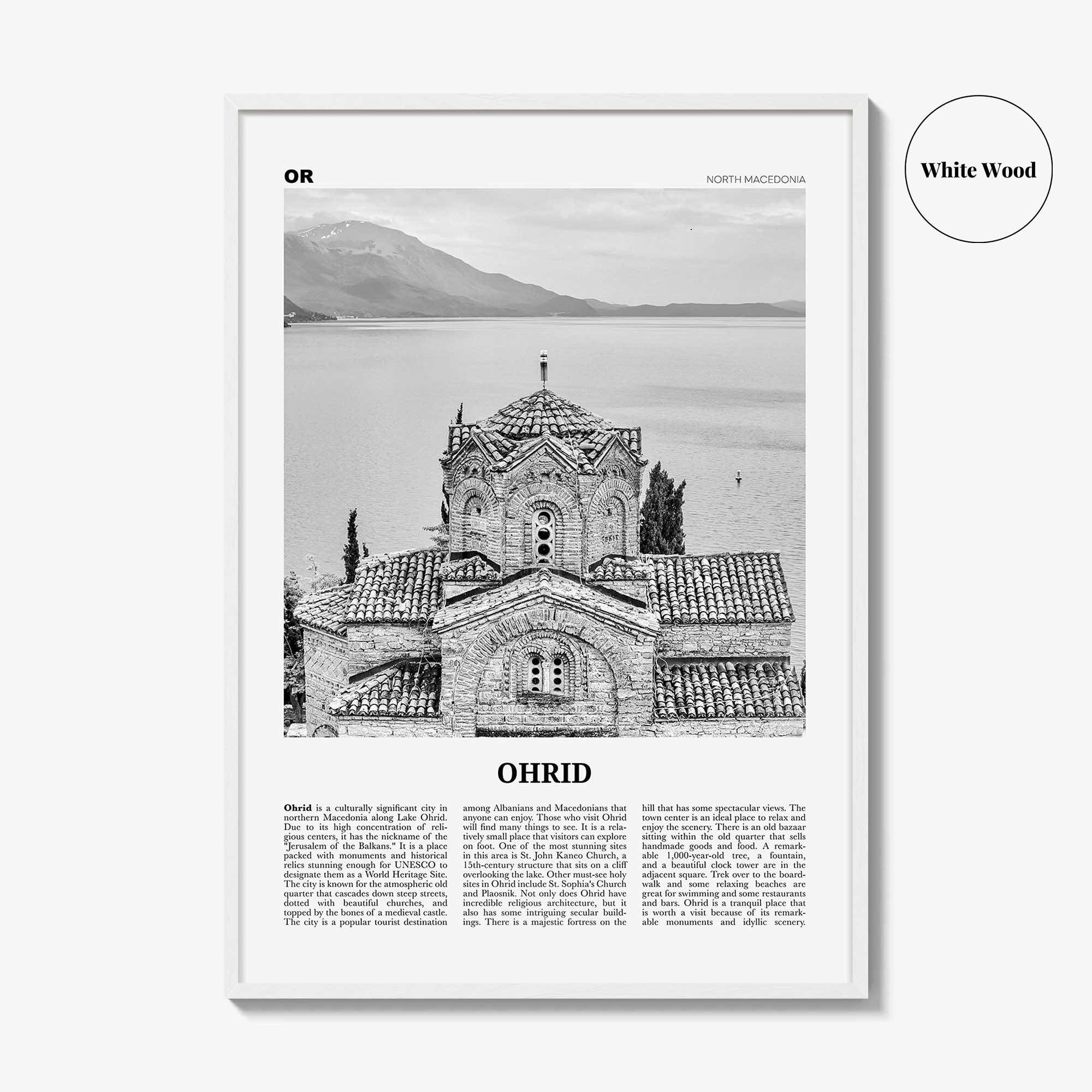 Ohrid Print Black and White, Ohrid Wall Art, Ohrid Poster, Ohrid Photo, Ohrid Wall Décor, Охрид, North Macedonia, Travel Poster Print Europe