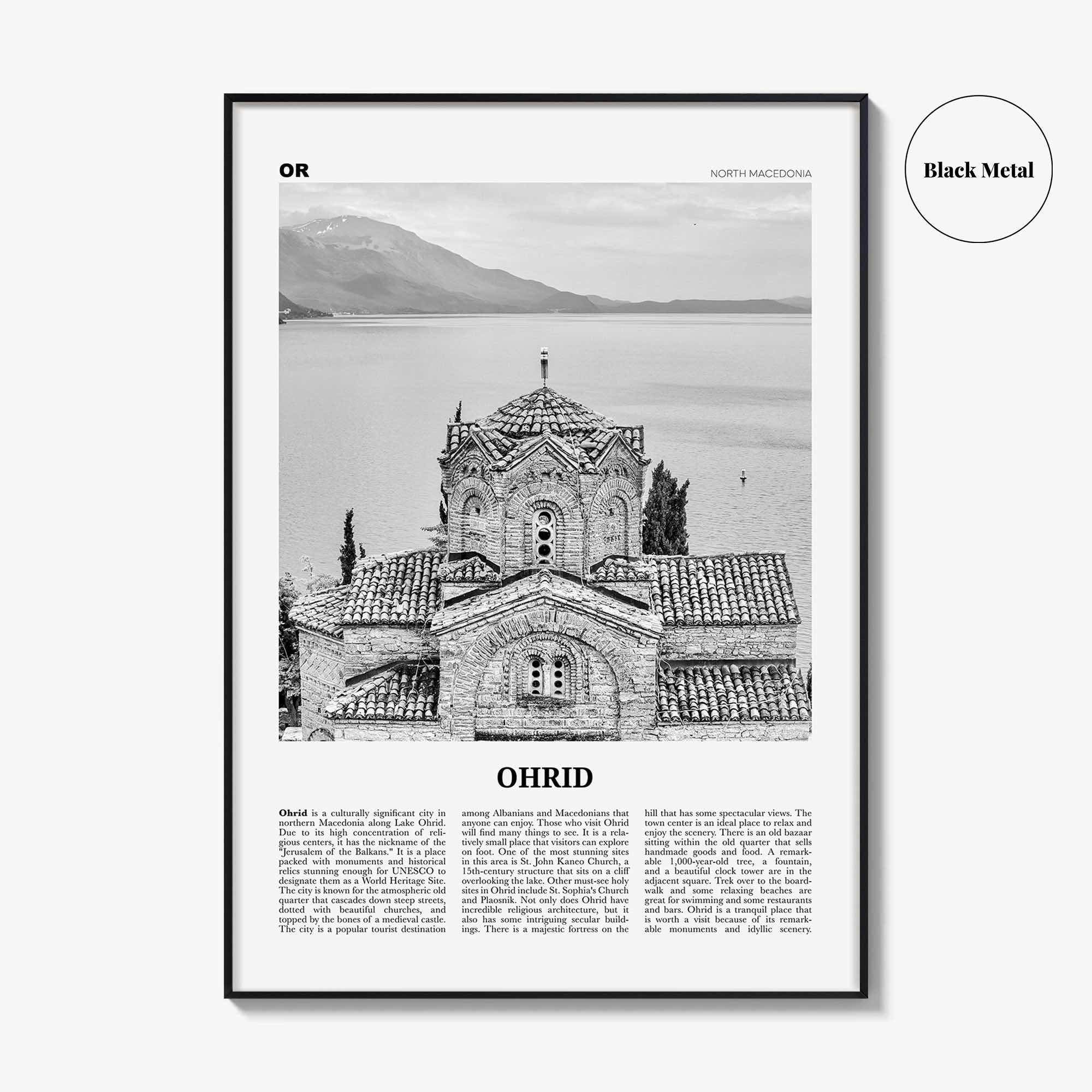 Ohrid Print Black and White, Ohrid Wall Art, Ohrid Poster, Ohrid Photo, Ohrid Wall Décor, Охрид, North Macedonia, Travel Poster Print Europe