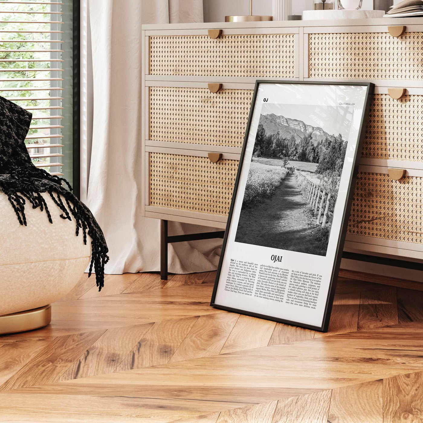 Ojai Print Black and White, Ojai Wall Art, Ojai Poster, Ojai Photo, Ojai Wall Décor, California, USA, United States