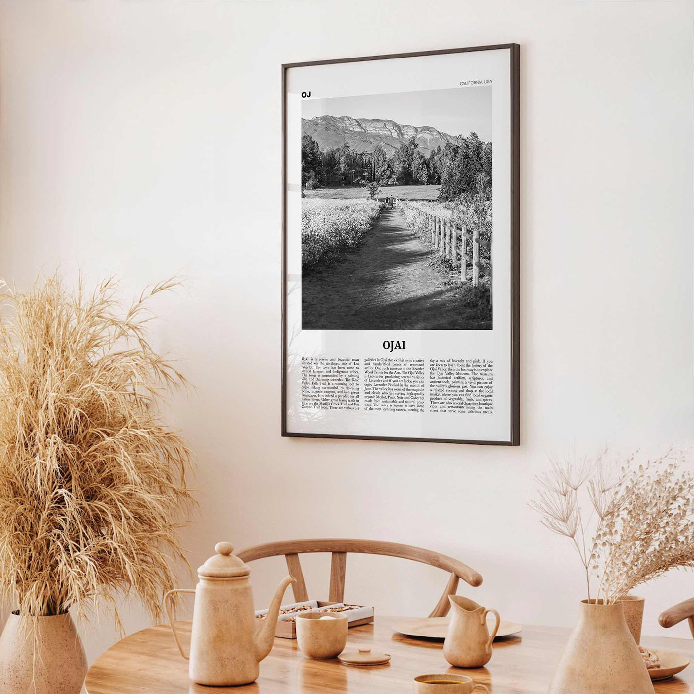 Ojai Print Black and White, Ojai Wall Art, Ojai Poster, Ojai Photo, Ojai Wall Décor, California, USA, United States