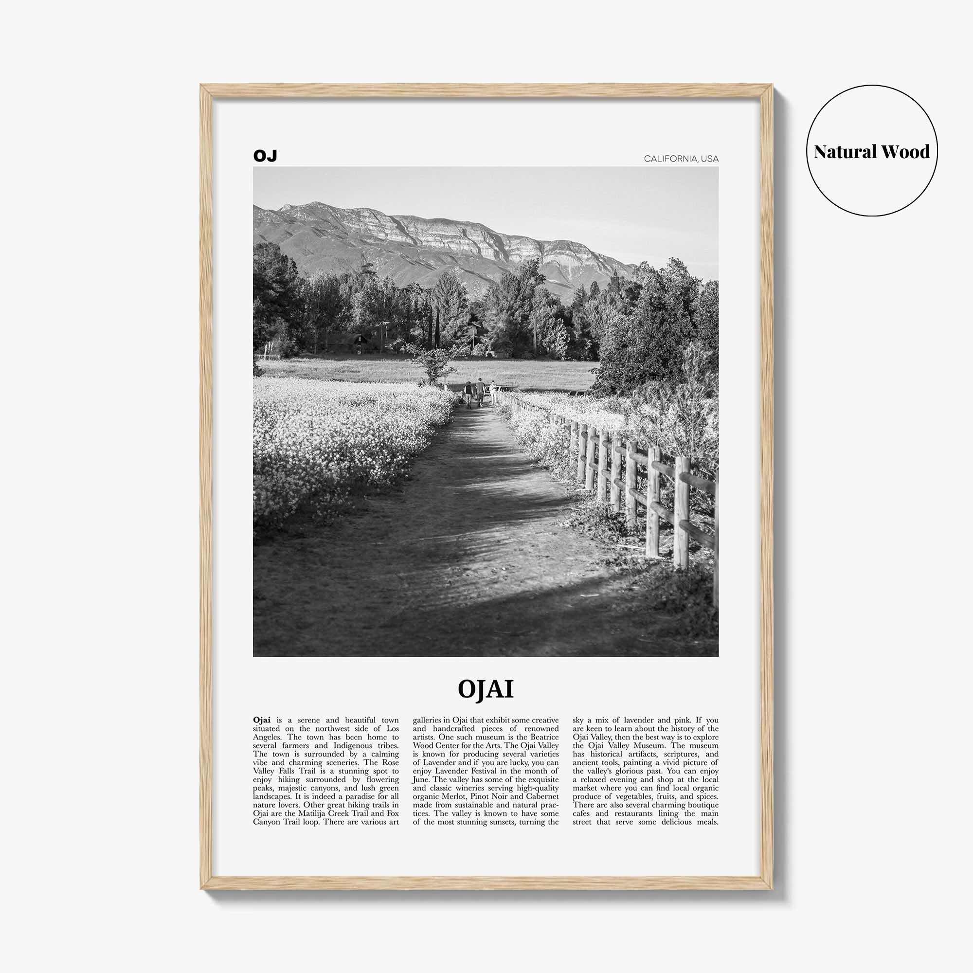 Ojai Print Black and White, Ojai Wall Art, Ojai Poster, Ojai Photo, Ojai Wall Décor, California, USA, United States