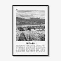 Okanagan Print Black and White, Okanagan Wall Art, Okanagan Poster, Okanagan Photo, Okanagan Décor, Okanagan Map, British Columbia, Canada