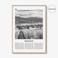Okanagan Print Black and White, Okanagan Wall Art, Okanagan Poster, Okanagan Photo, Okanagan Décor, Okanagan Map, British Columbia, Canada
