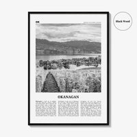 Okanagan Print Black and White, Okanagan Wall Art, Okanagan Poster, Okanagan Photo, Okanagan Décor, Okanagan Map, British Columbia, Canada