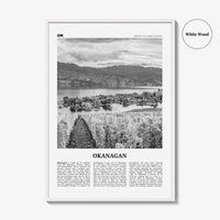 Okanagan Print Black and White, Okanagan Wall Art, Okanagan Poster, Okanagan Photo, Okanagan Décor, Okanagan Map, British Columbia, Canada